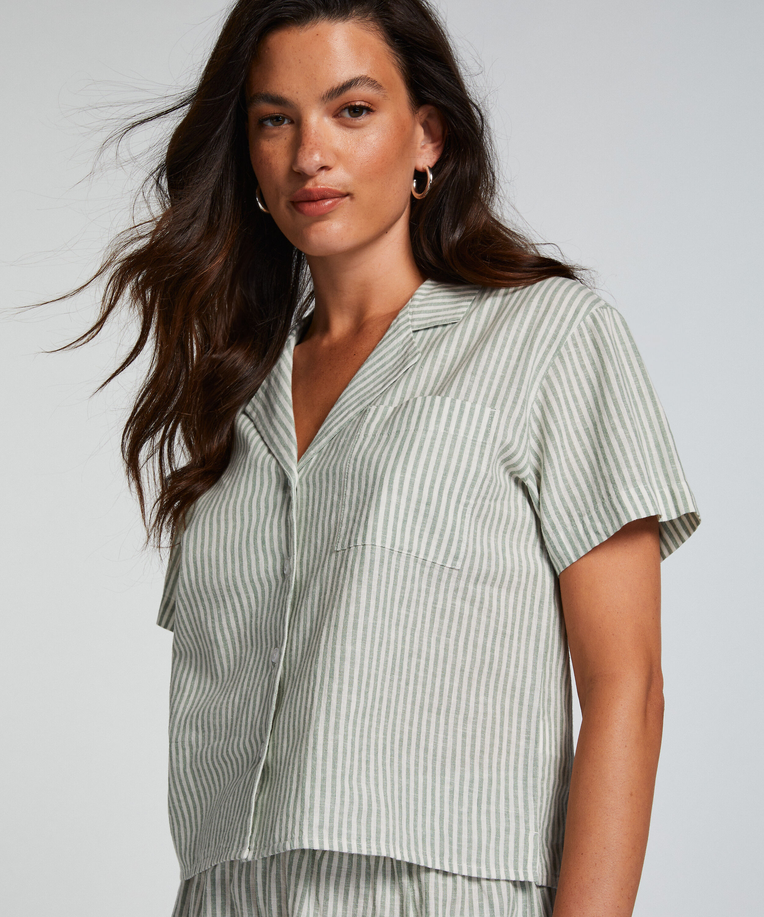 Pyjama top Linnen, Groen