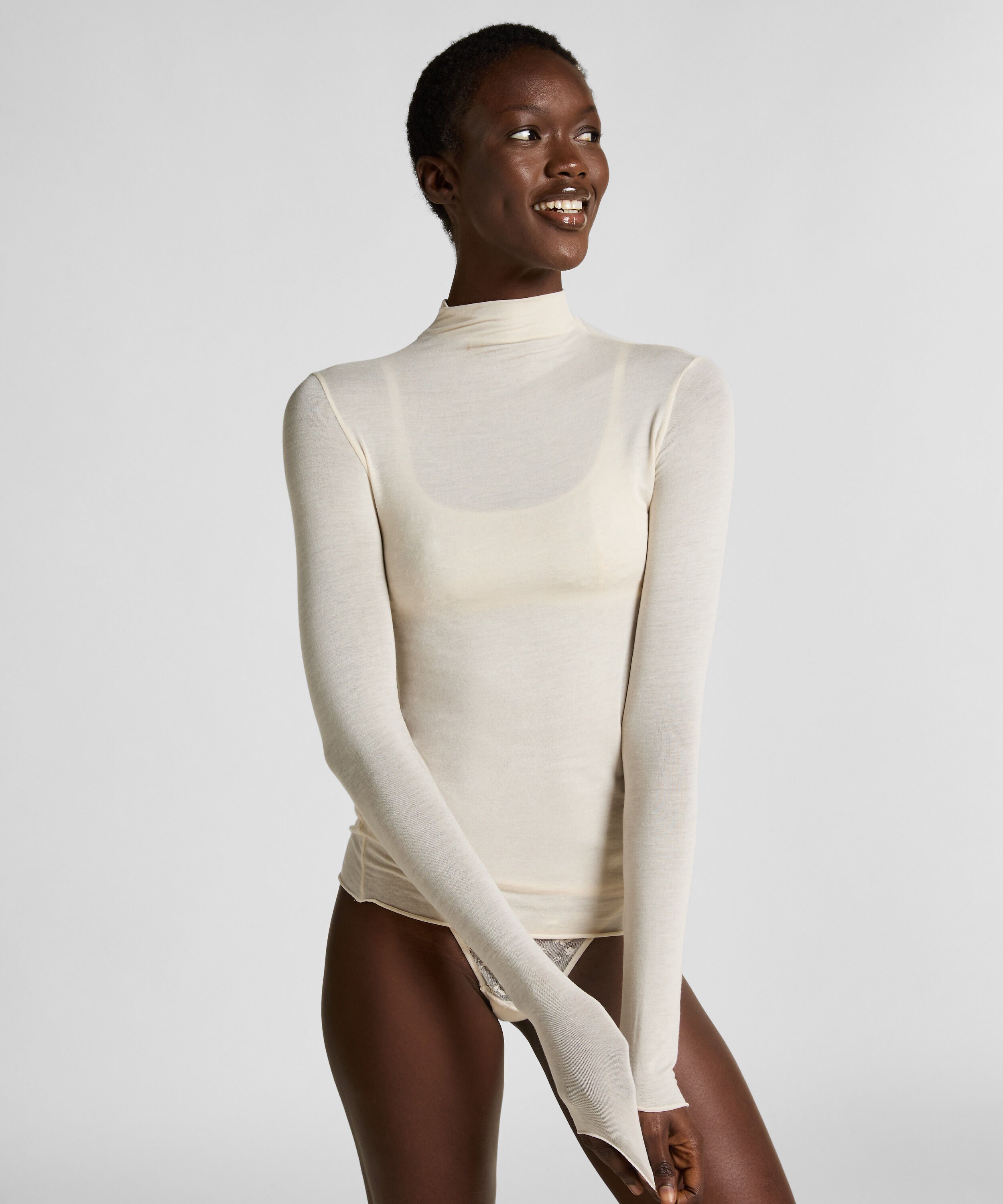 super soft Turtleneck shirt met Cashmere, Wit super soft Turtleneck shirt met Cashmere, Wit