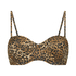 Voorgevormde strapless push-up bikinitop Leopard, Bruin