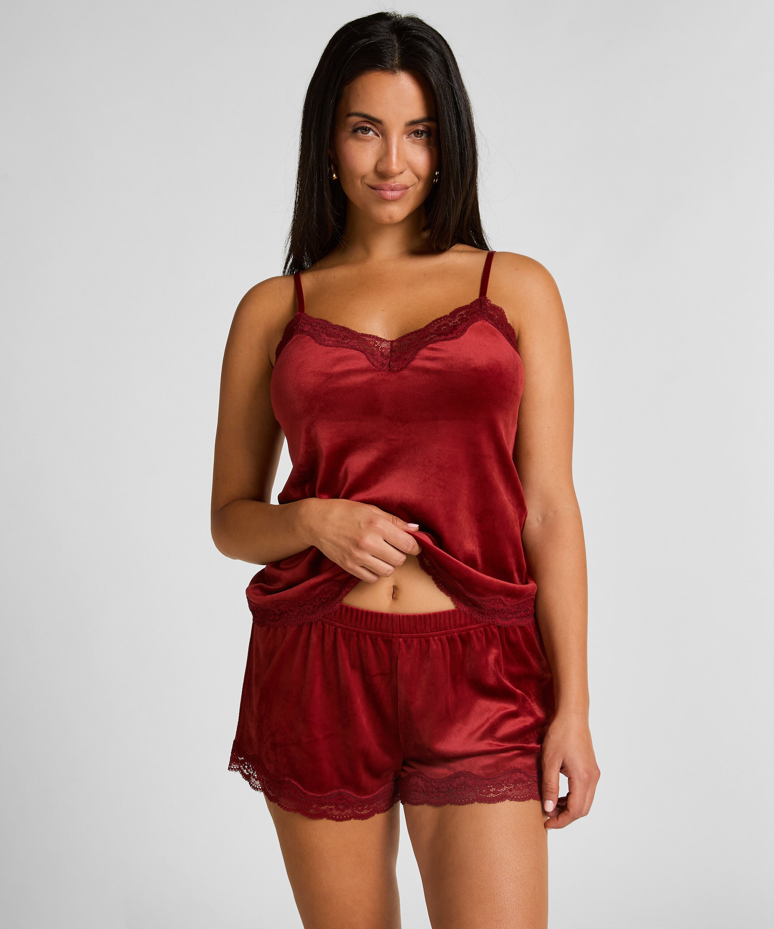Short Velours Kant, Rood