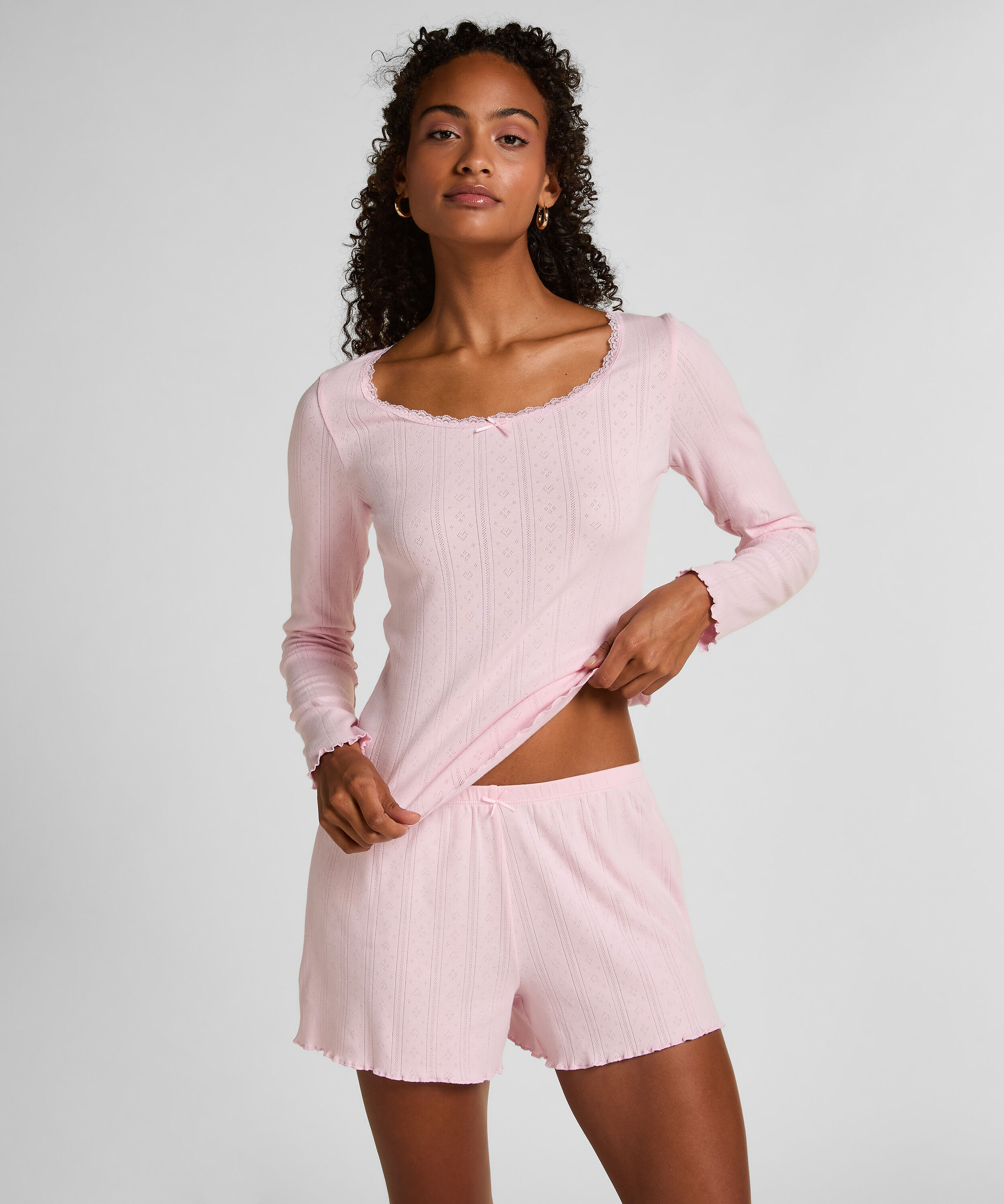 Pointelle Short, Roze Pointelle Short, Roze