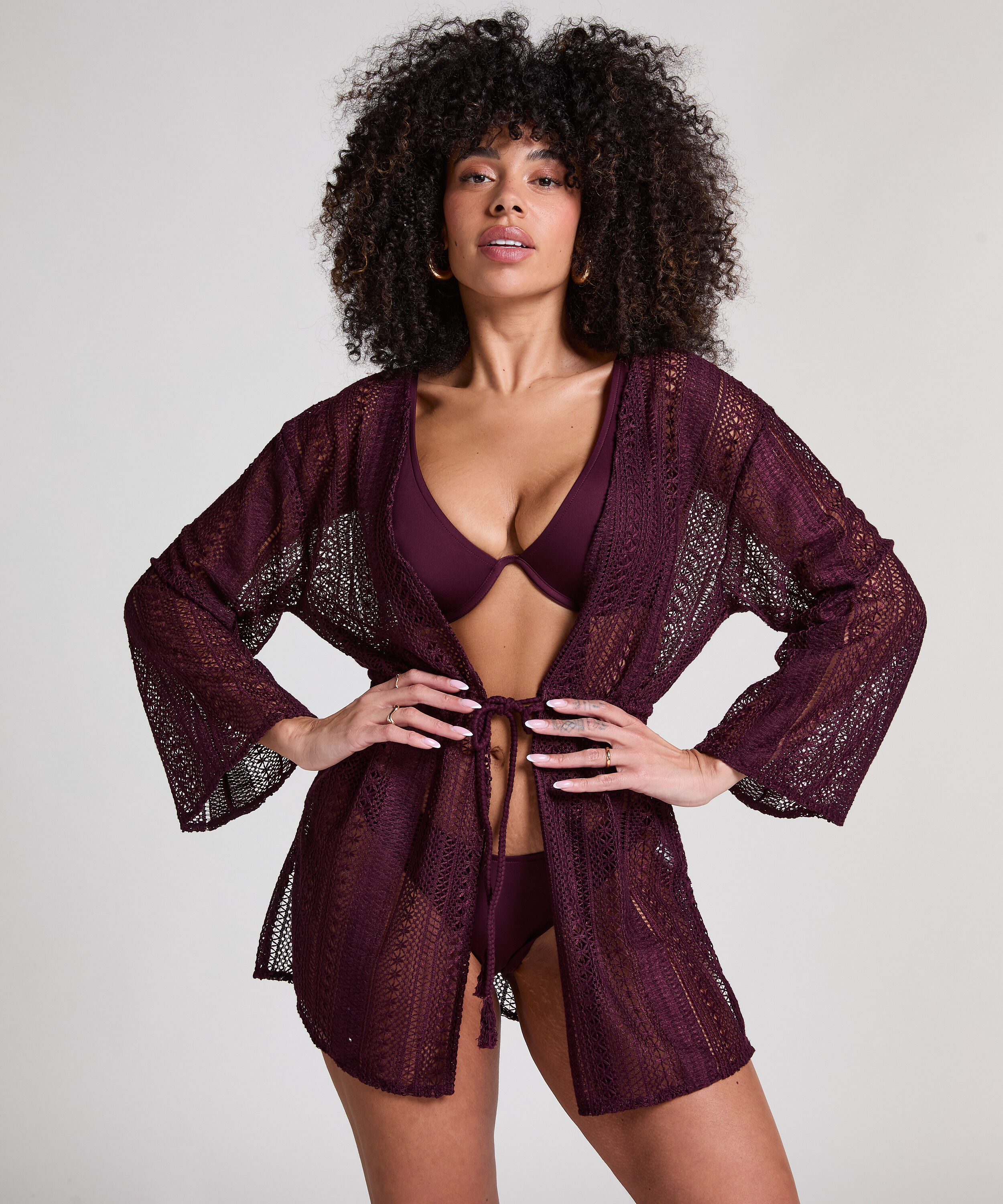 Gehaakte strandkaftan, Paars