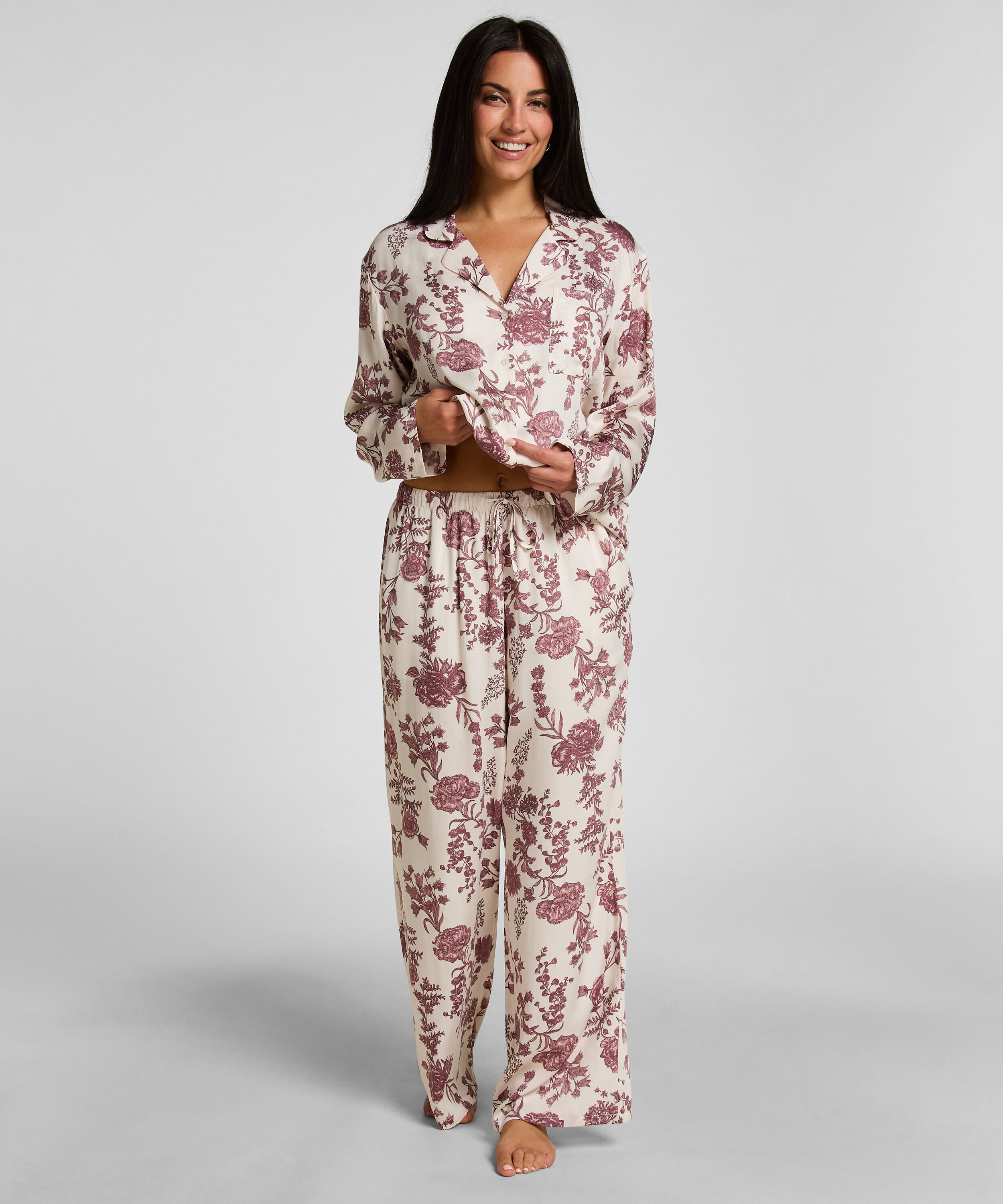 Pyjamabroek Woven Print, Beige Pyjamabroek Woven Print, Beige