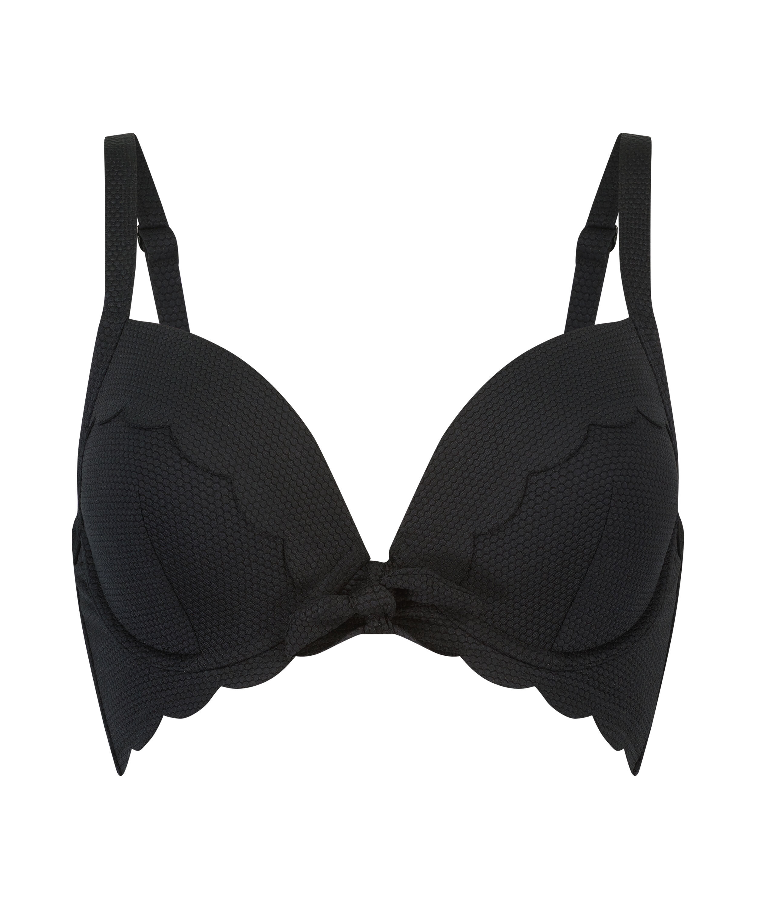 Voorgevormde beugel bikinitop Scallop, Zwart