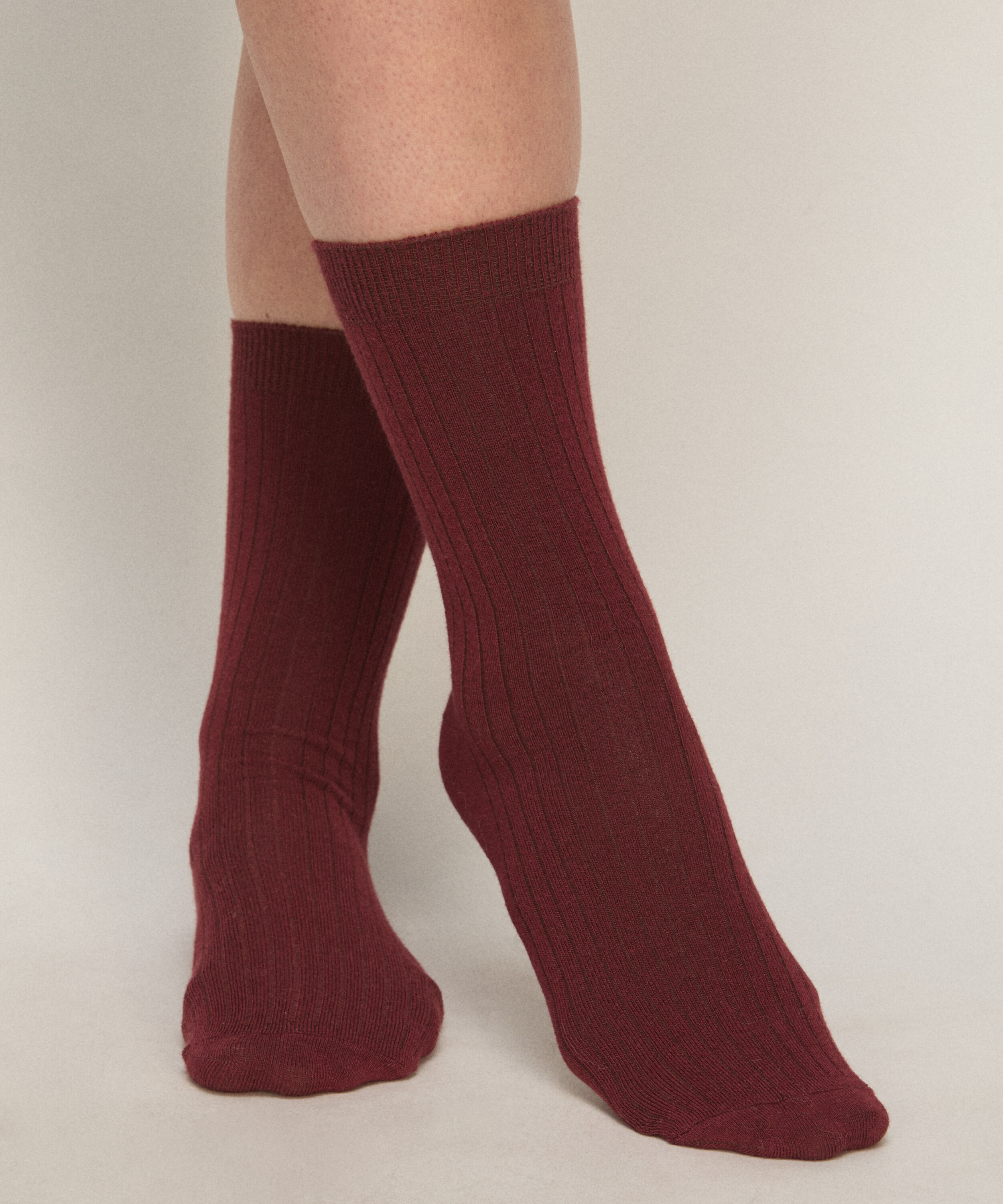 Cashmere Blend Ribbed Socks, Rood Cashmere Blend Ribbed Socks, Rood