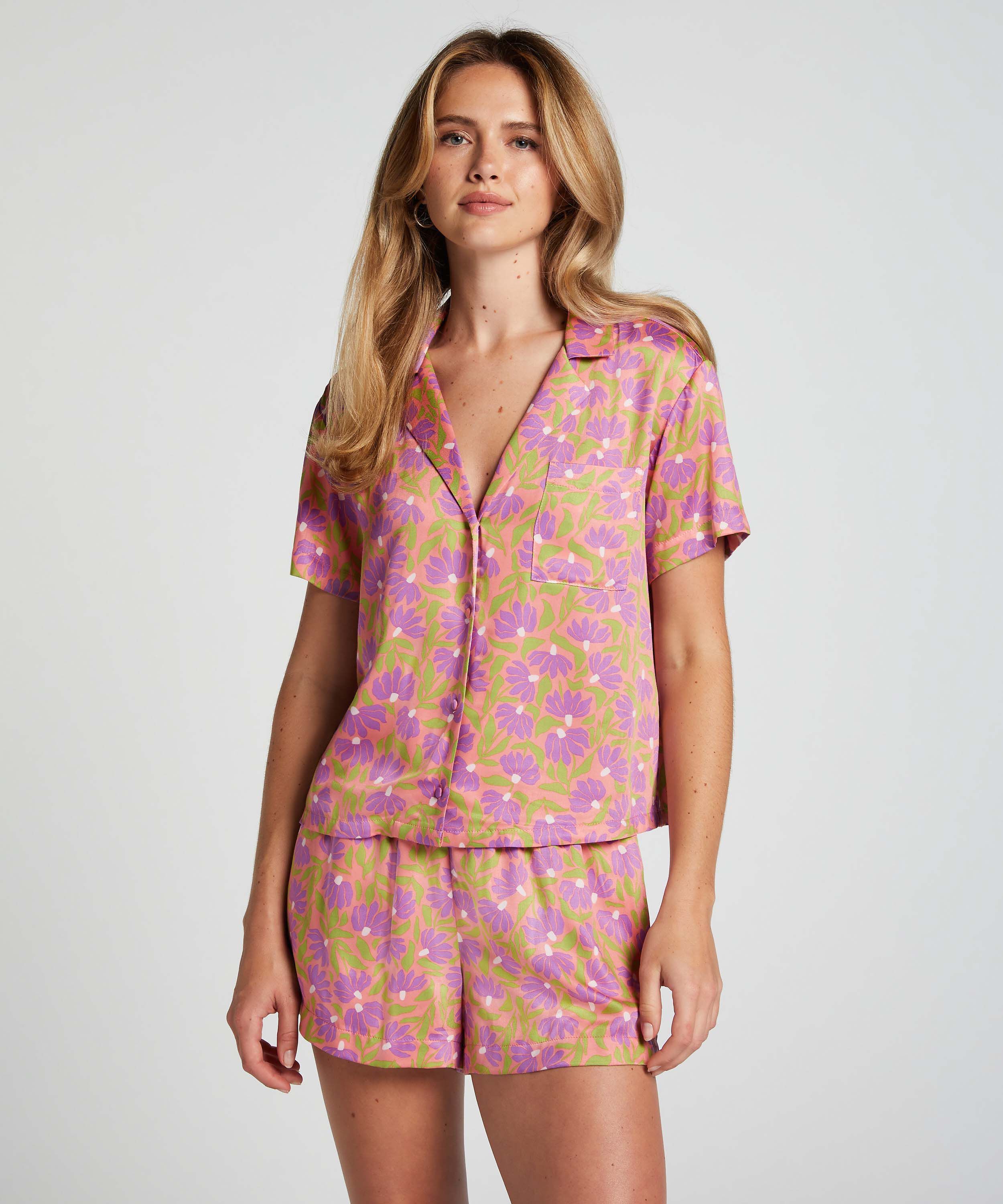 Pyjama short Satin, Roze