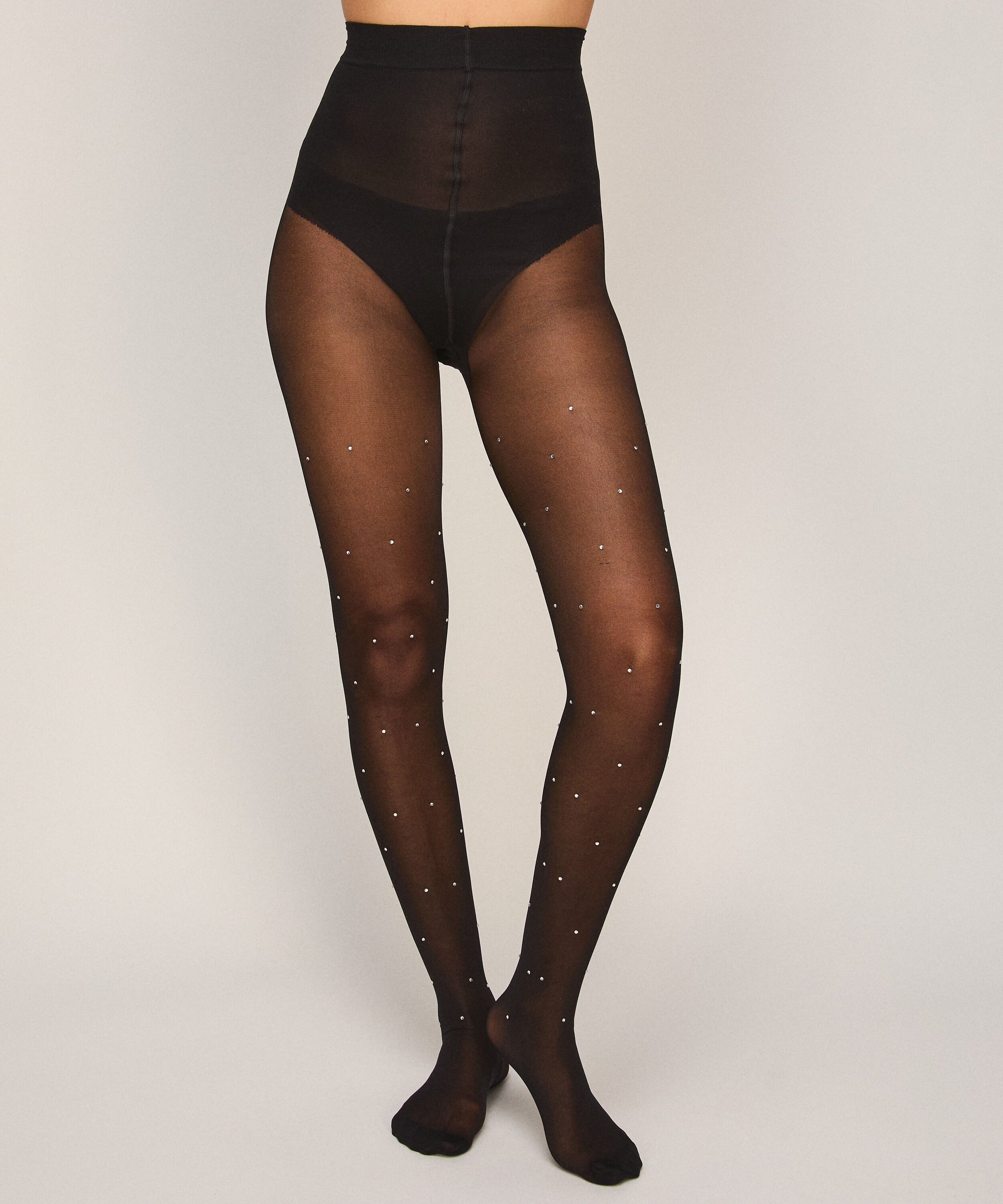 Panty 15 Denier Allover Rhinestones, Zwart
