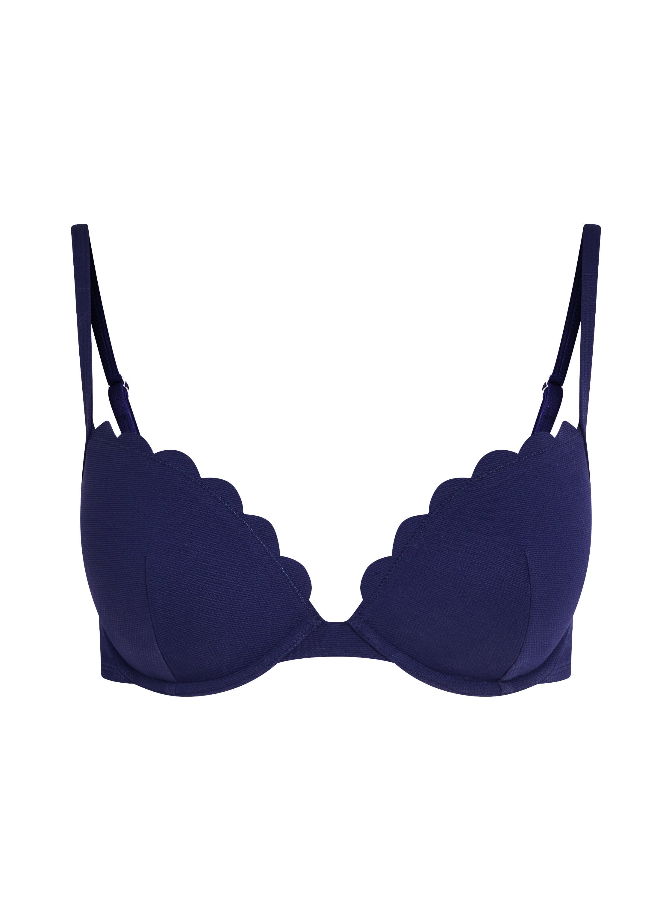 Voorgevormde push-up beugel bikinitop Scallop Cup A - E, Blauw