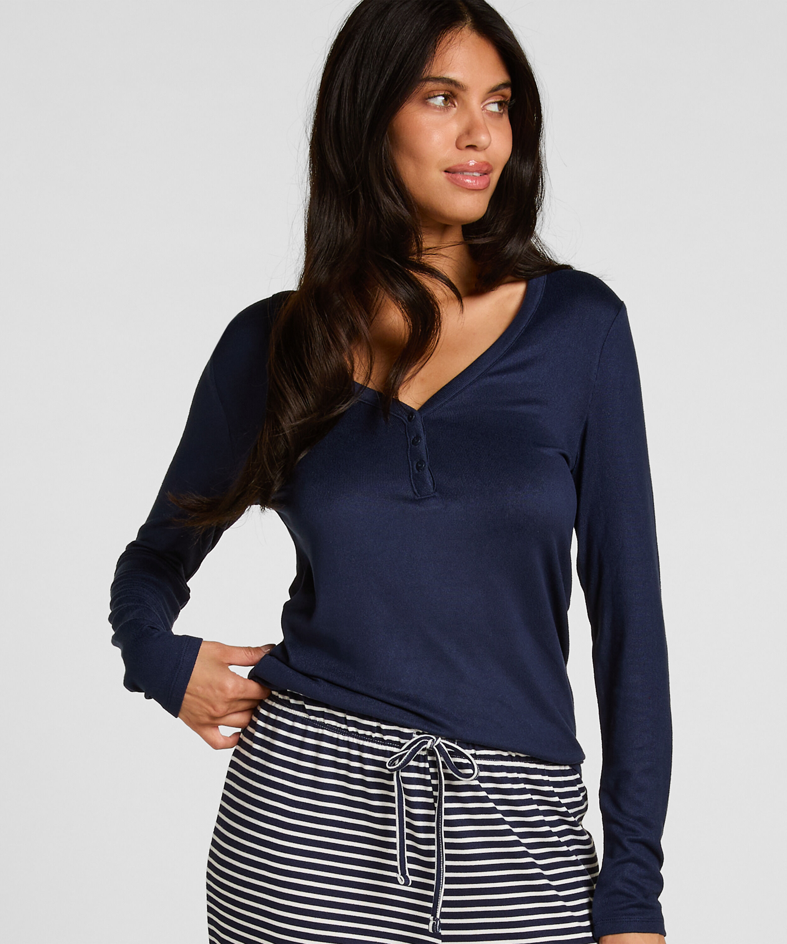 Henley Pyjama Top, Blauw Henley Pyjama Top, Blauw