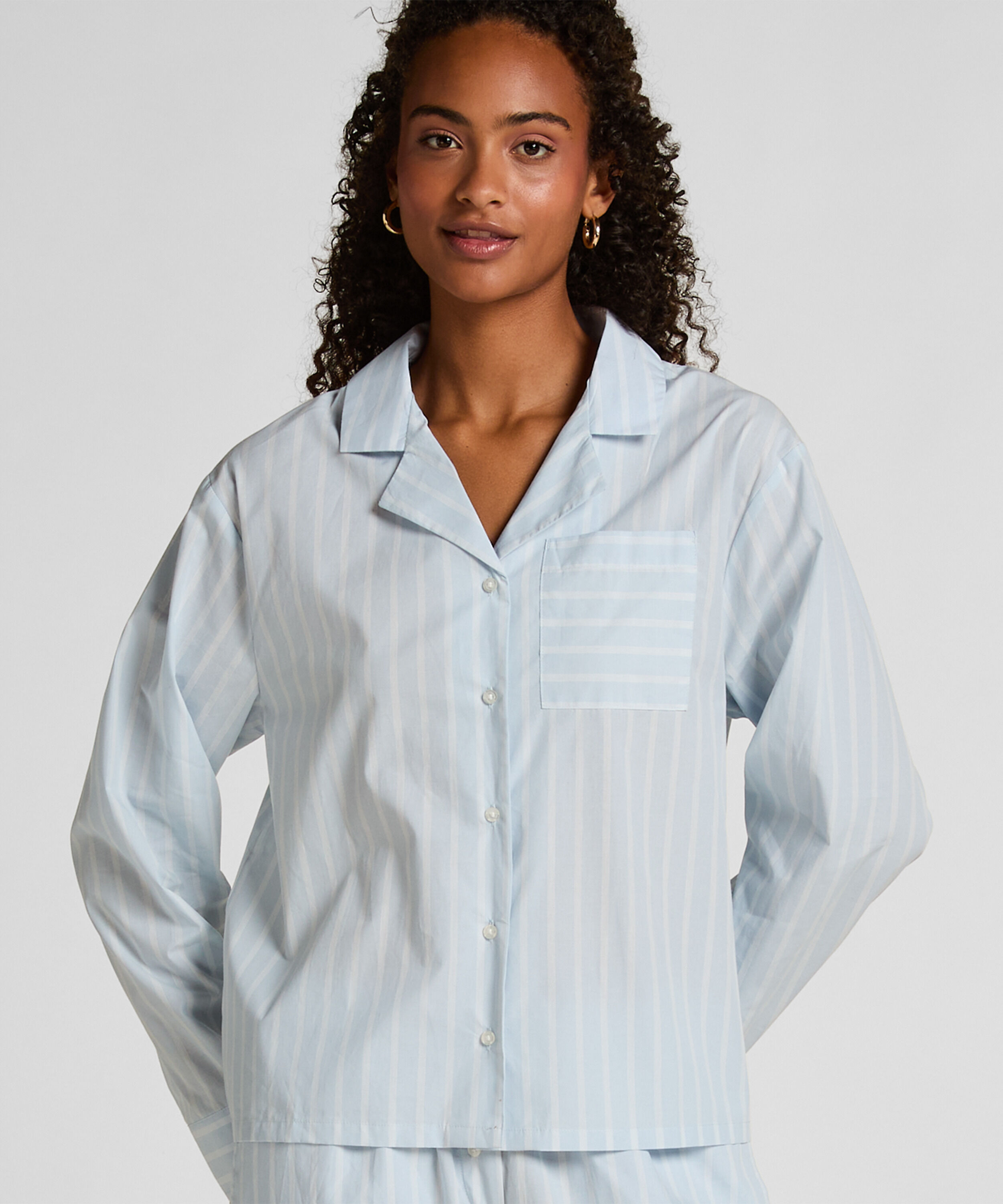 Geweven katoenen jasje met streep, Blauw