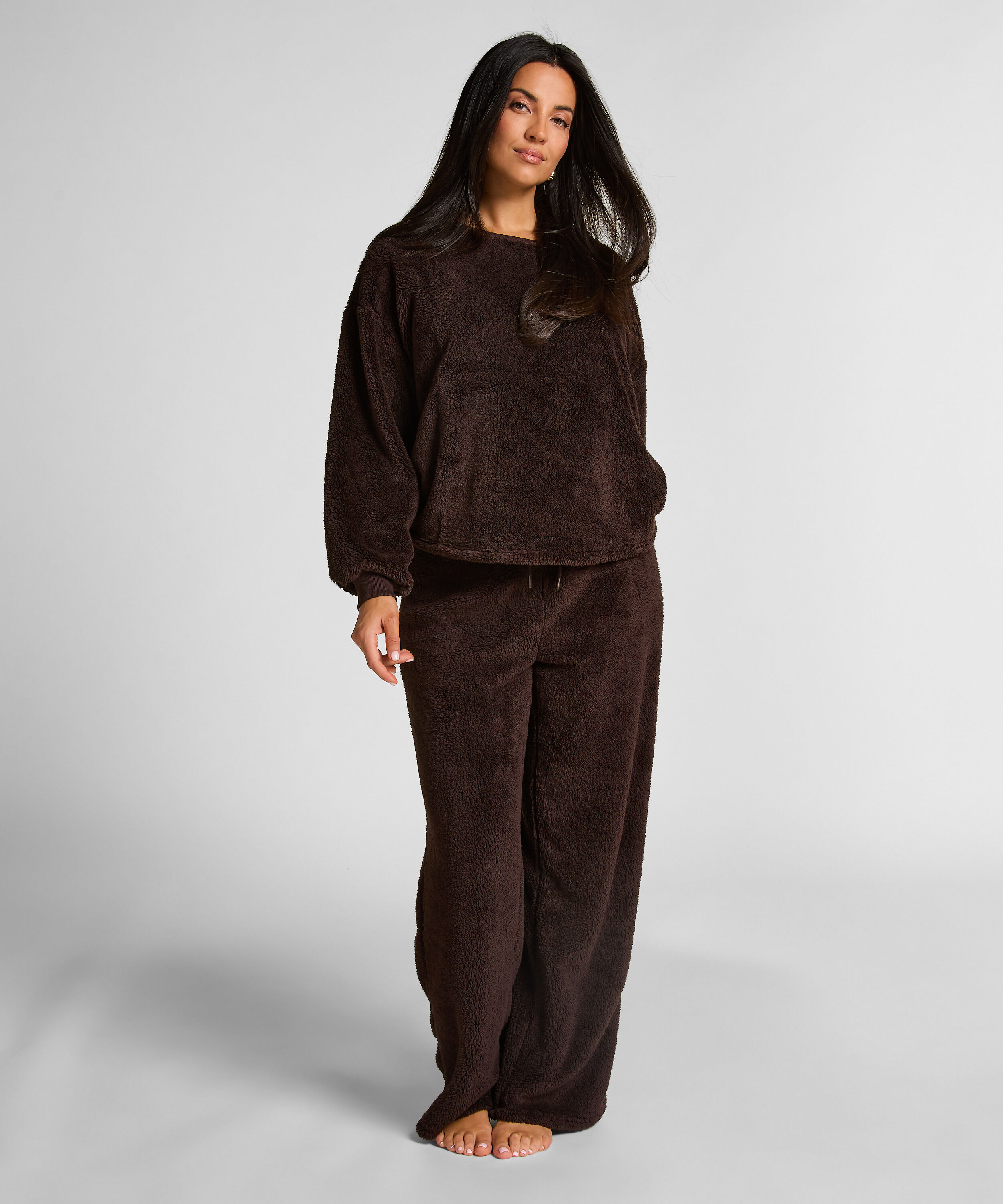 Broek Fluffy Fleece, Bruin Broek Fluffy Fleece, Bruin