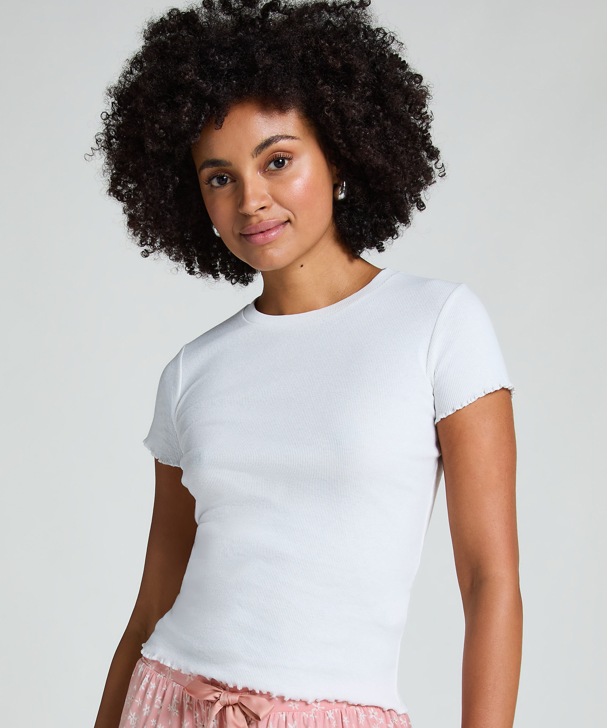 Katoenen shirt met korte mouwen, Wit
