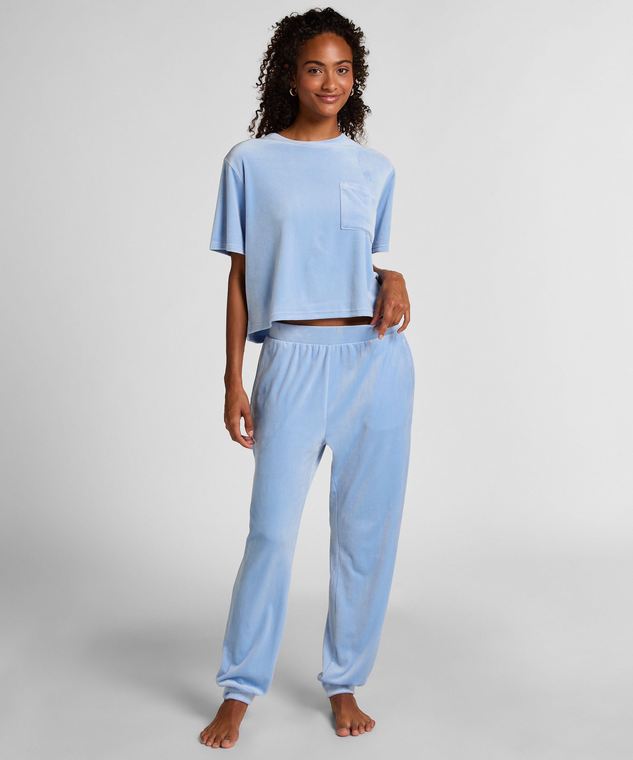 Joggingbroek Velours, Blauw