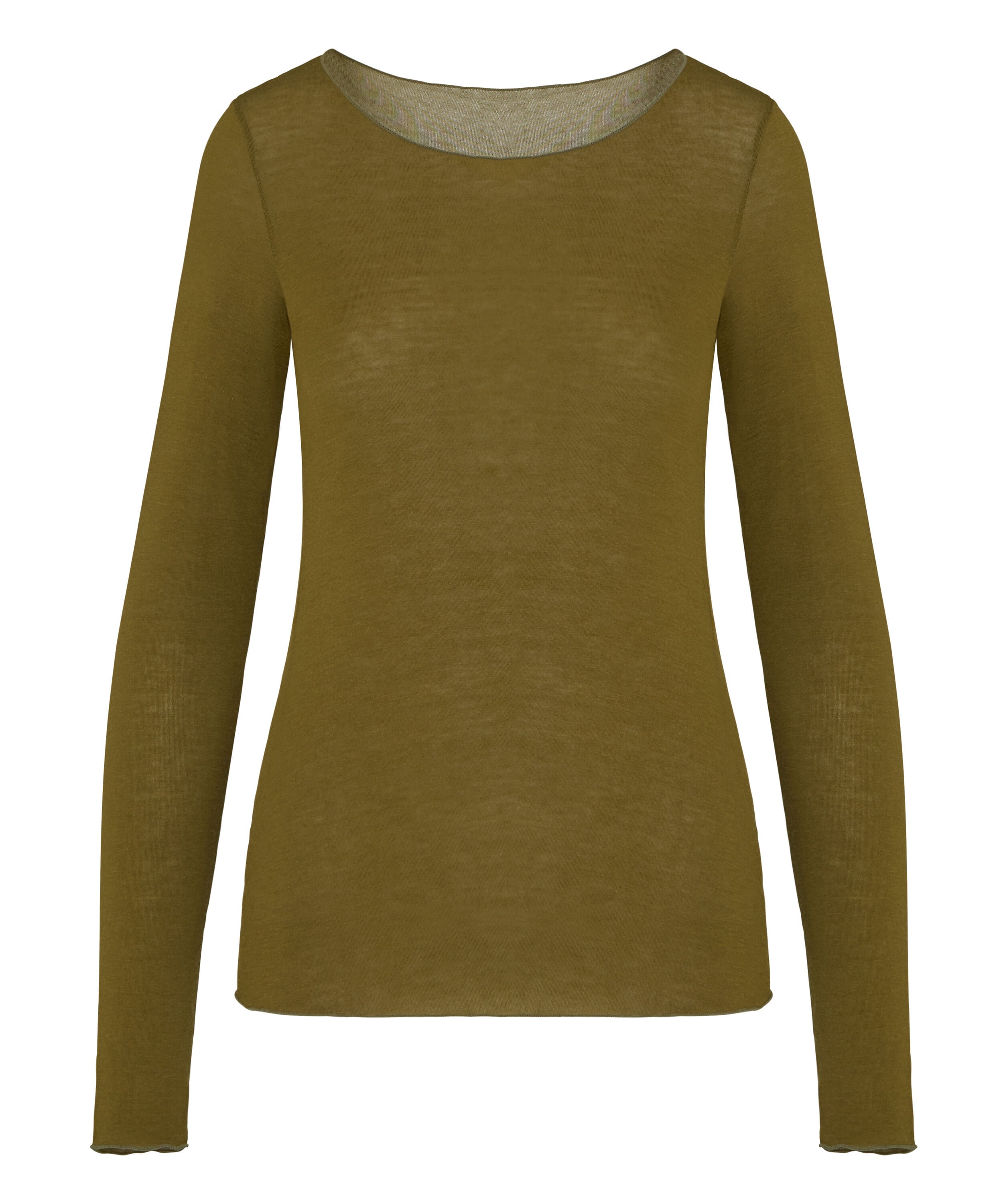 super soft Boothals shirt met Cashmere, Groen