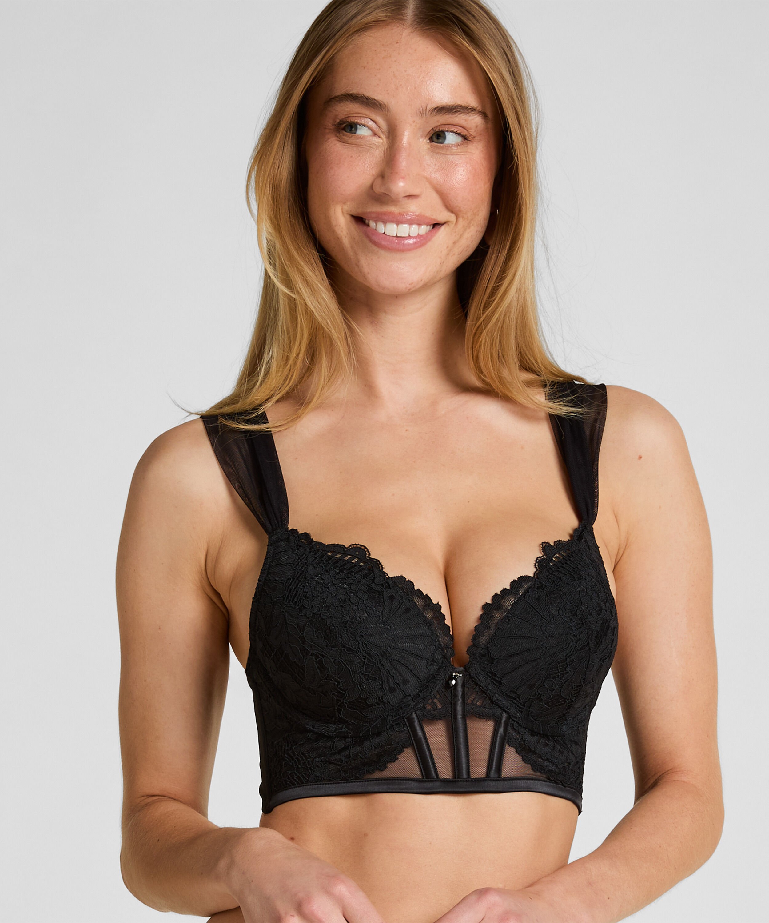 Voorgevormde longline push-up beugel bh Whitney, Zwart Voorgevormde longline push-up beugel bh Whitney, Zwart