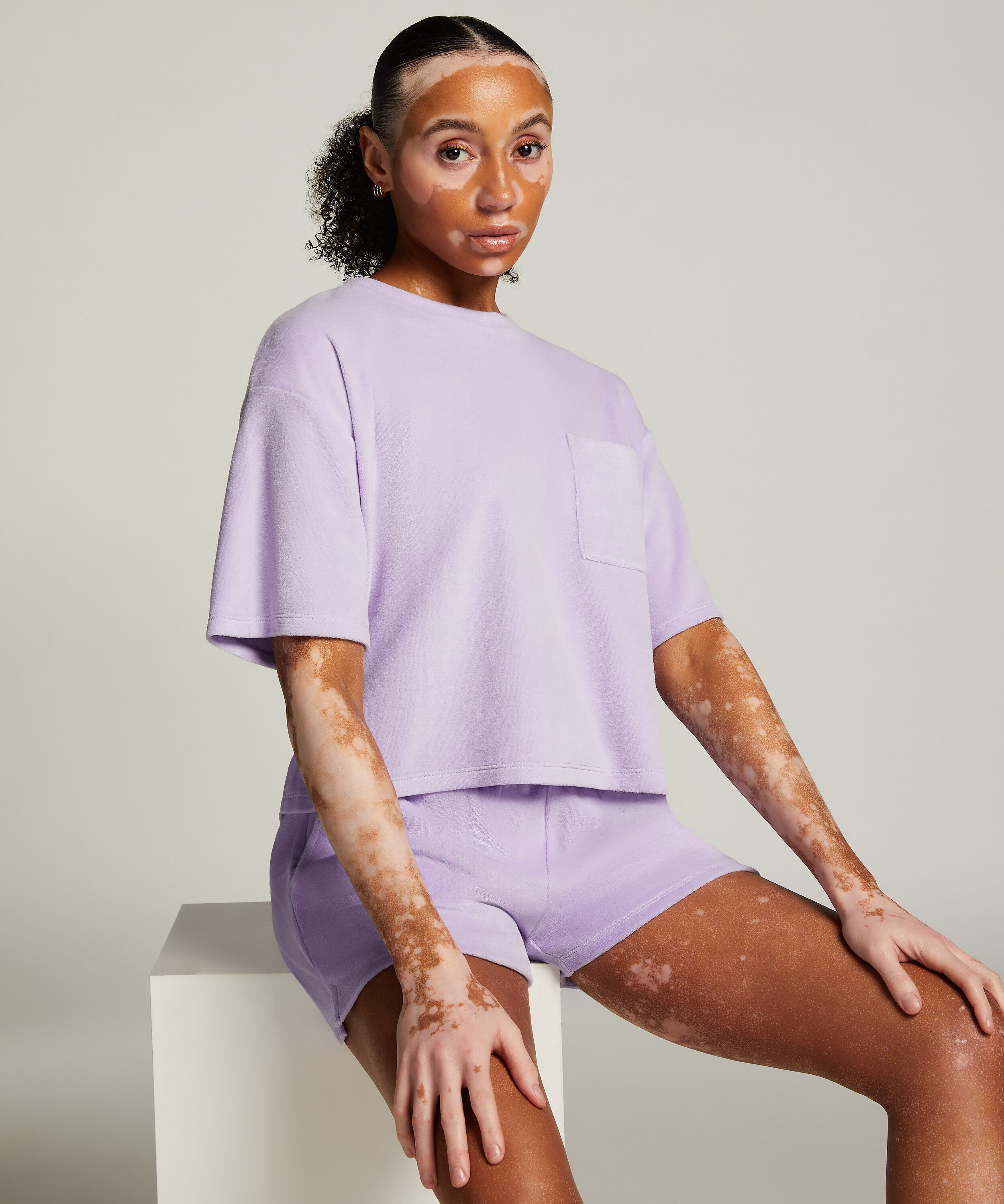 Shorts Velours Pocket, Paars