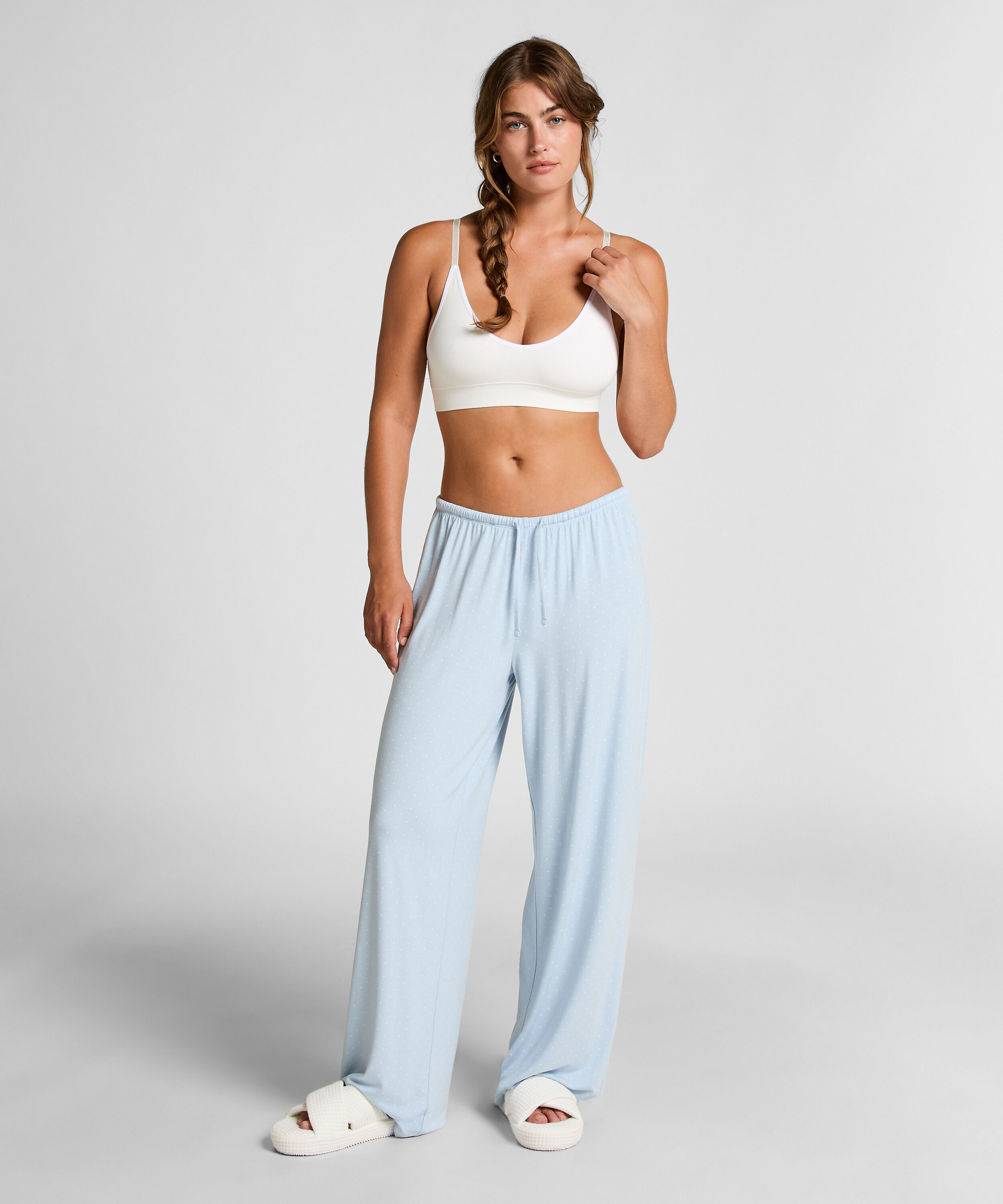 Jersey Pyjama Broek, Blauw Jersey Pyjama Broek, Blauw