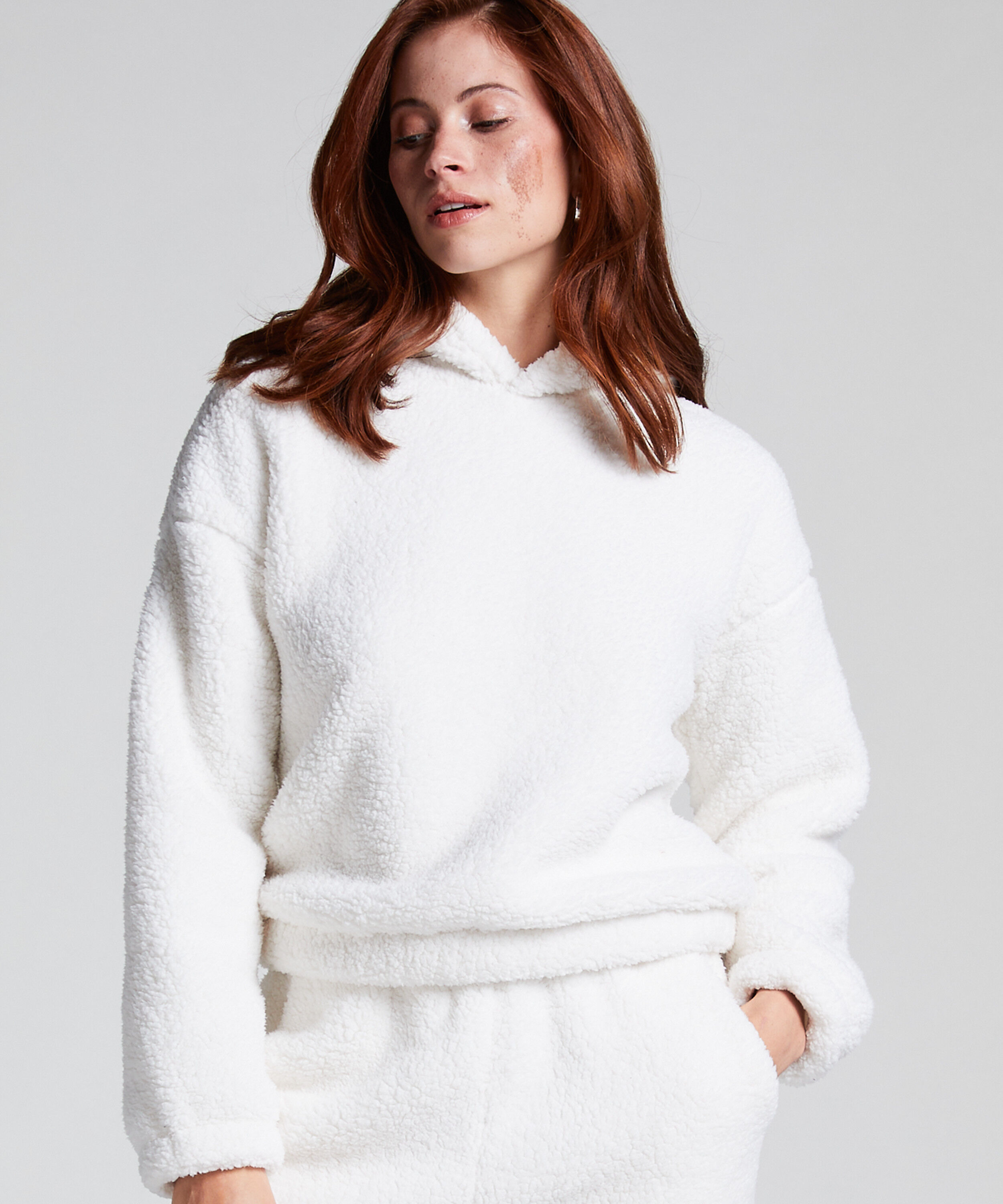 Hoodie Fleece Snuggle, Wit
