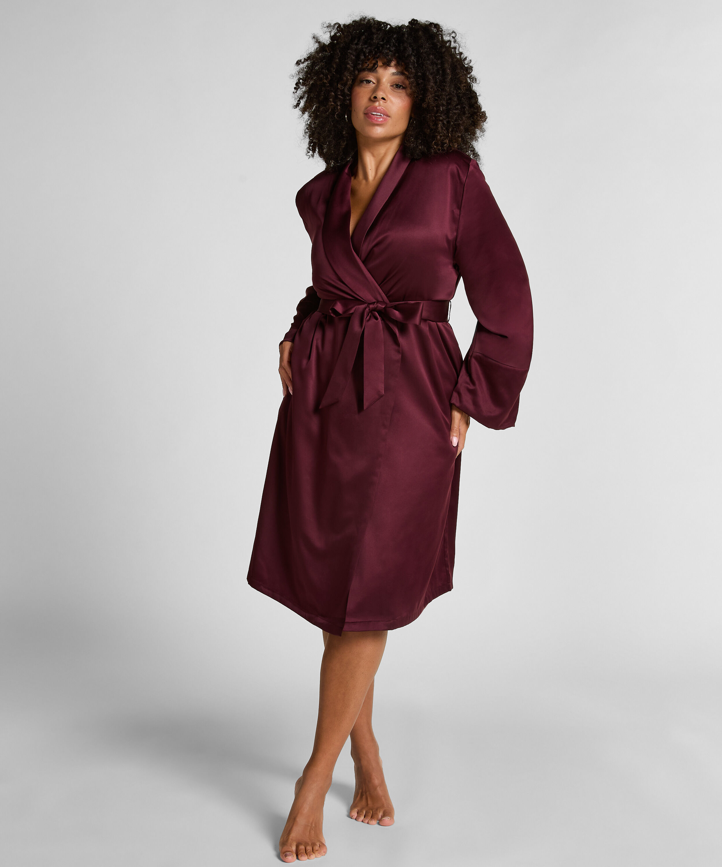 Badjas Satin Fleece, Paars Badjas Satin Fleece, Paars