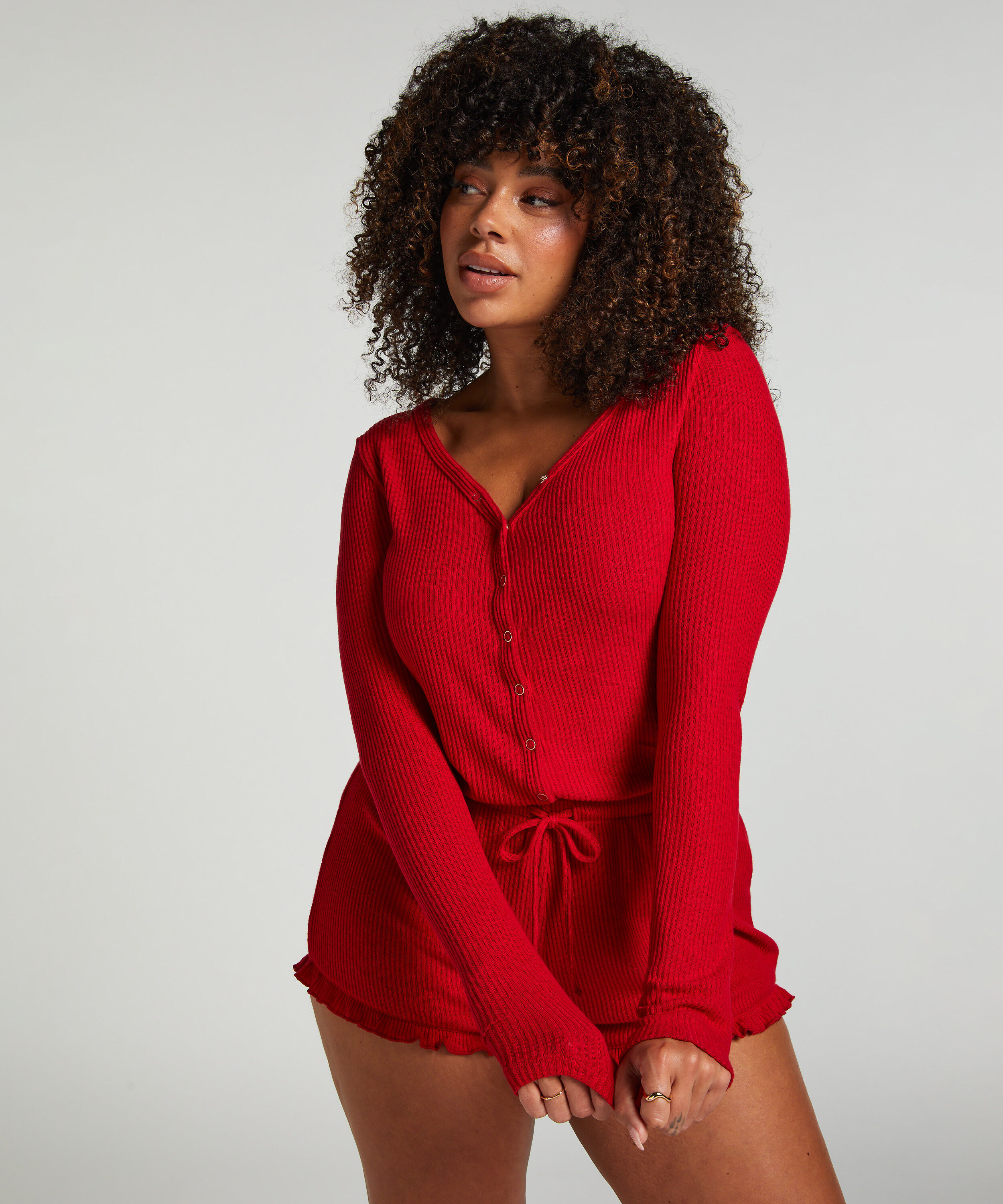 Jumpsuit Rib, Rood