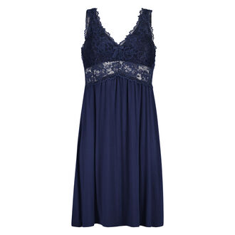 Slipdress Modal lace, Blauw