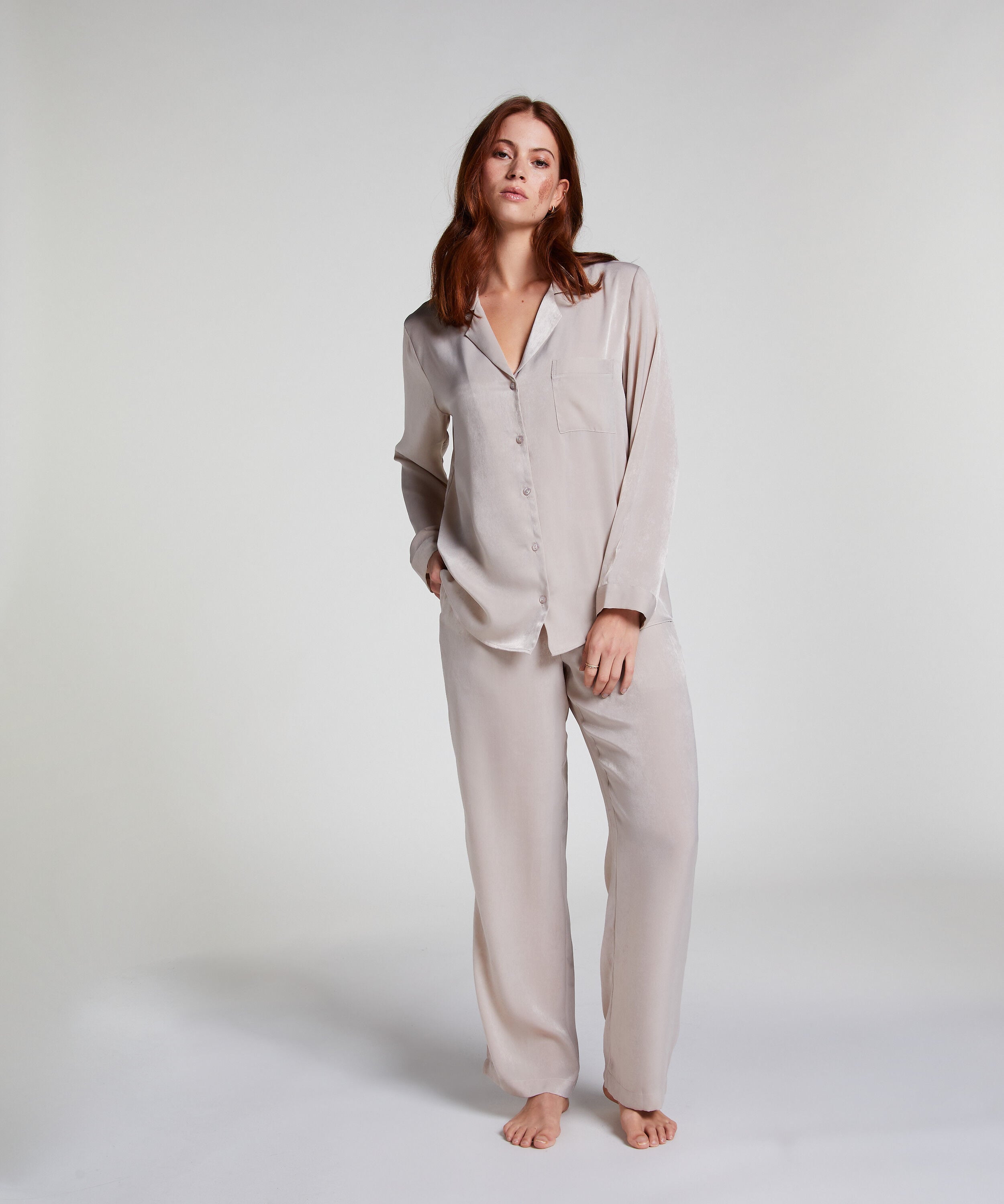 Broek Satijn, Beige Broek Satijn, Beige