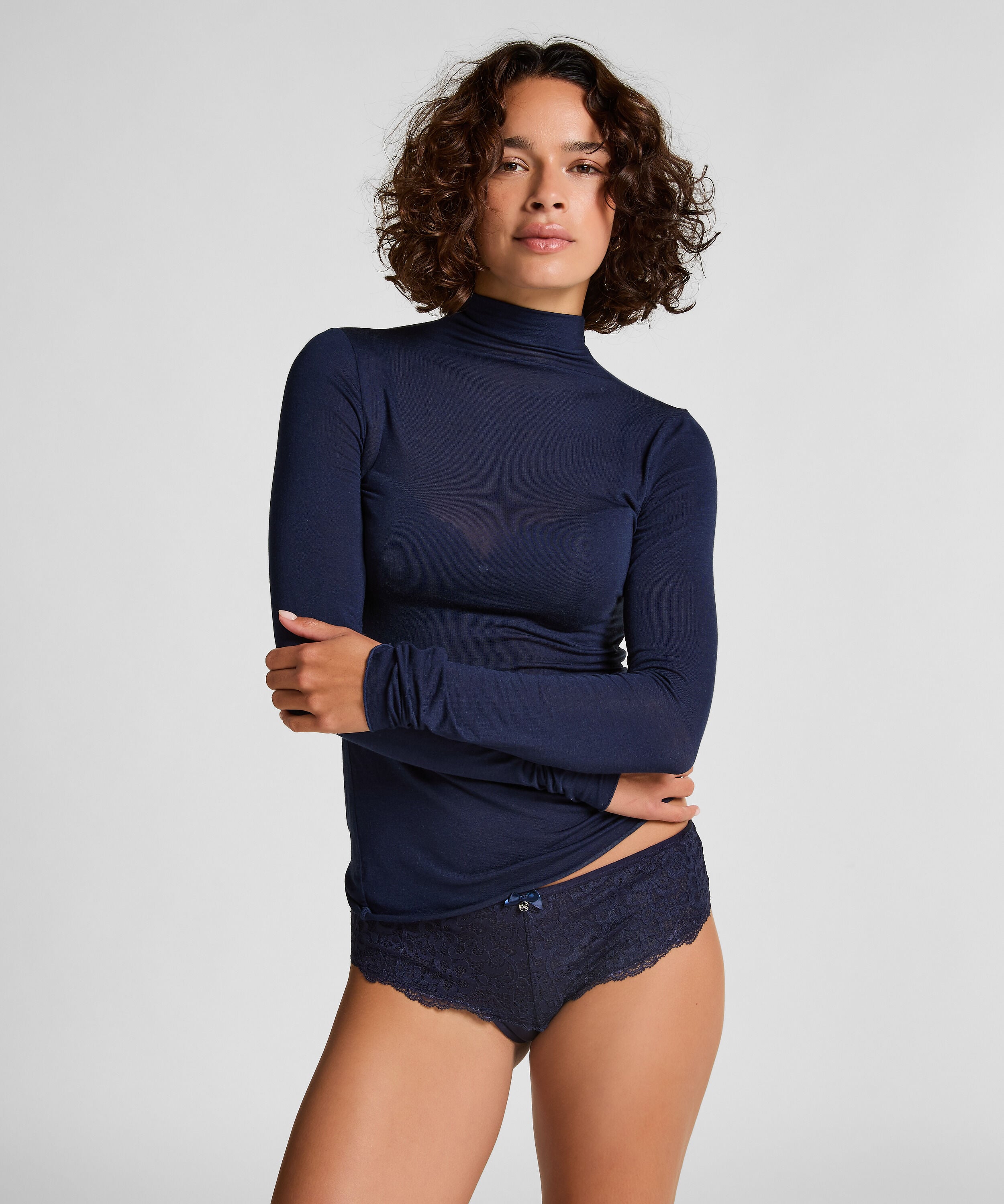 super soft Turtleneck shirt met Cashmere, Blauw super soft Turtleneck shirt met Cashmere, Blauw
