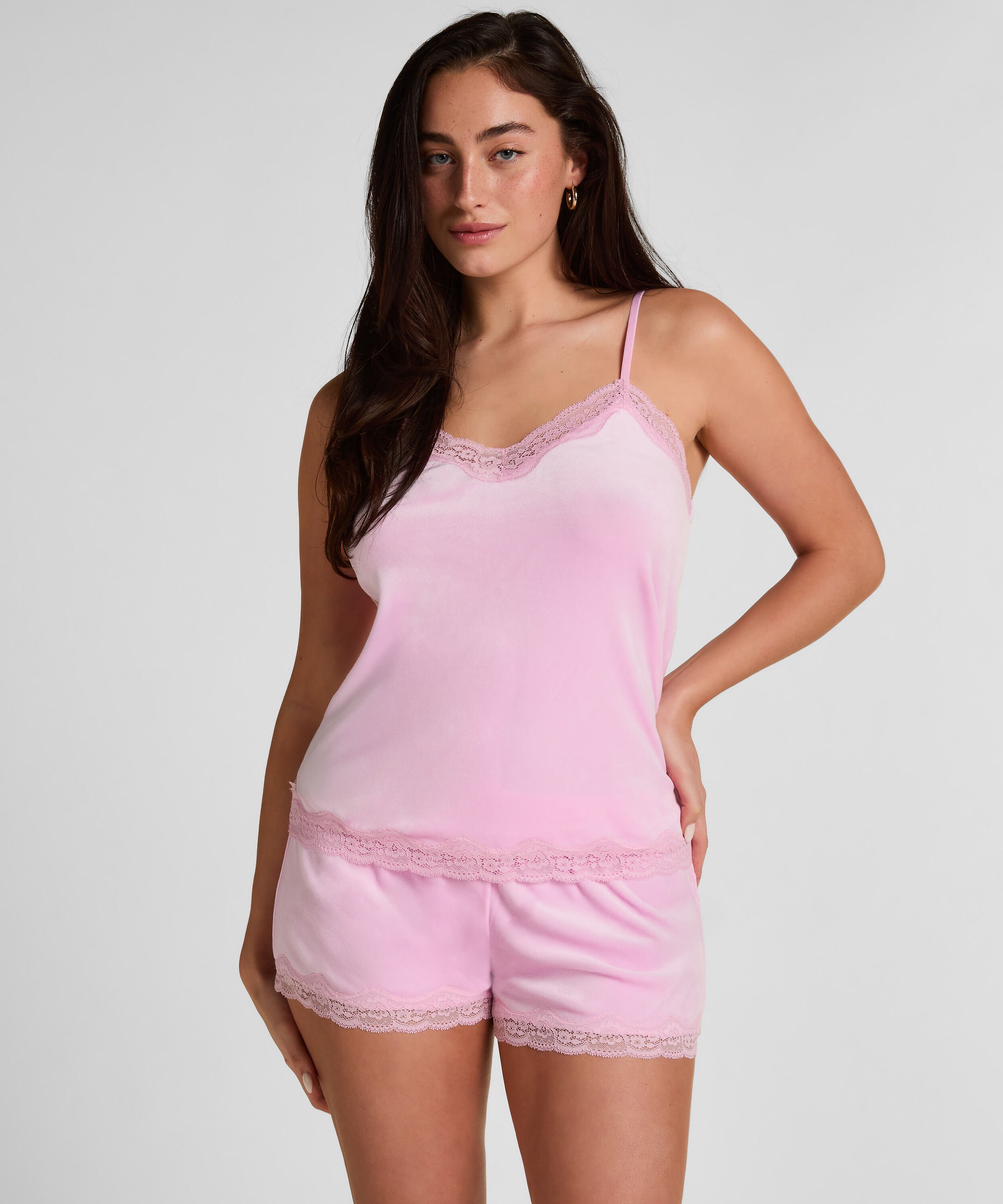 Short Velours Kant, Roze