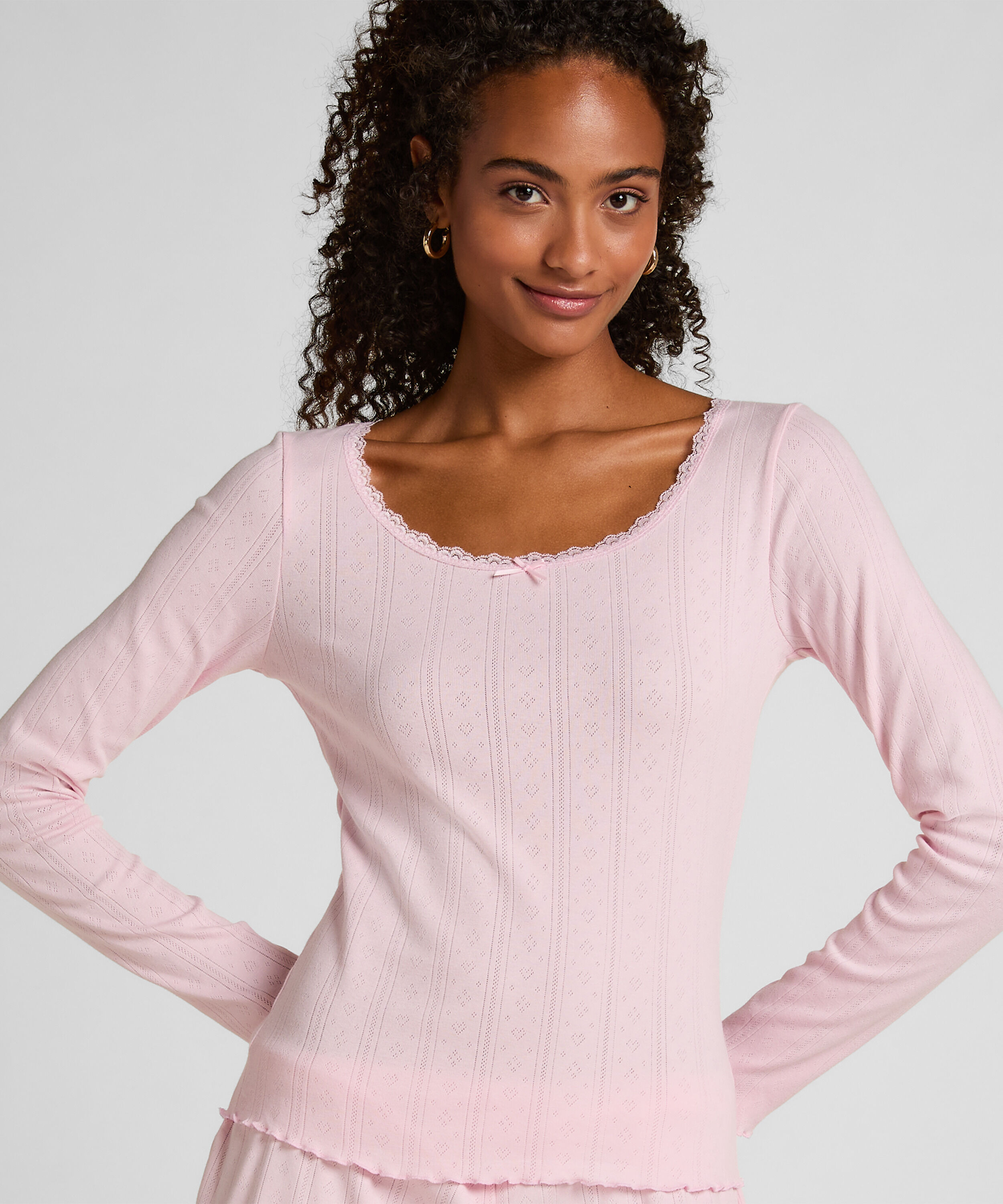 Pyjamatop Pointelle, Roze