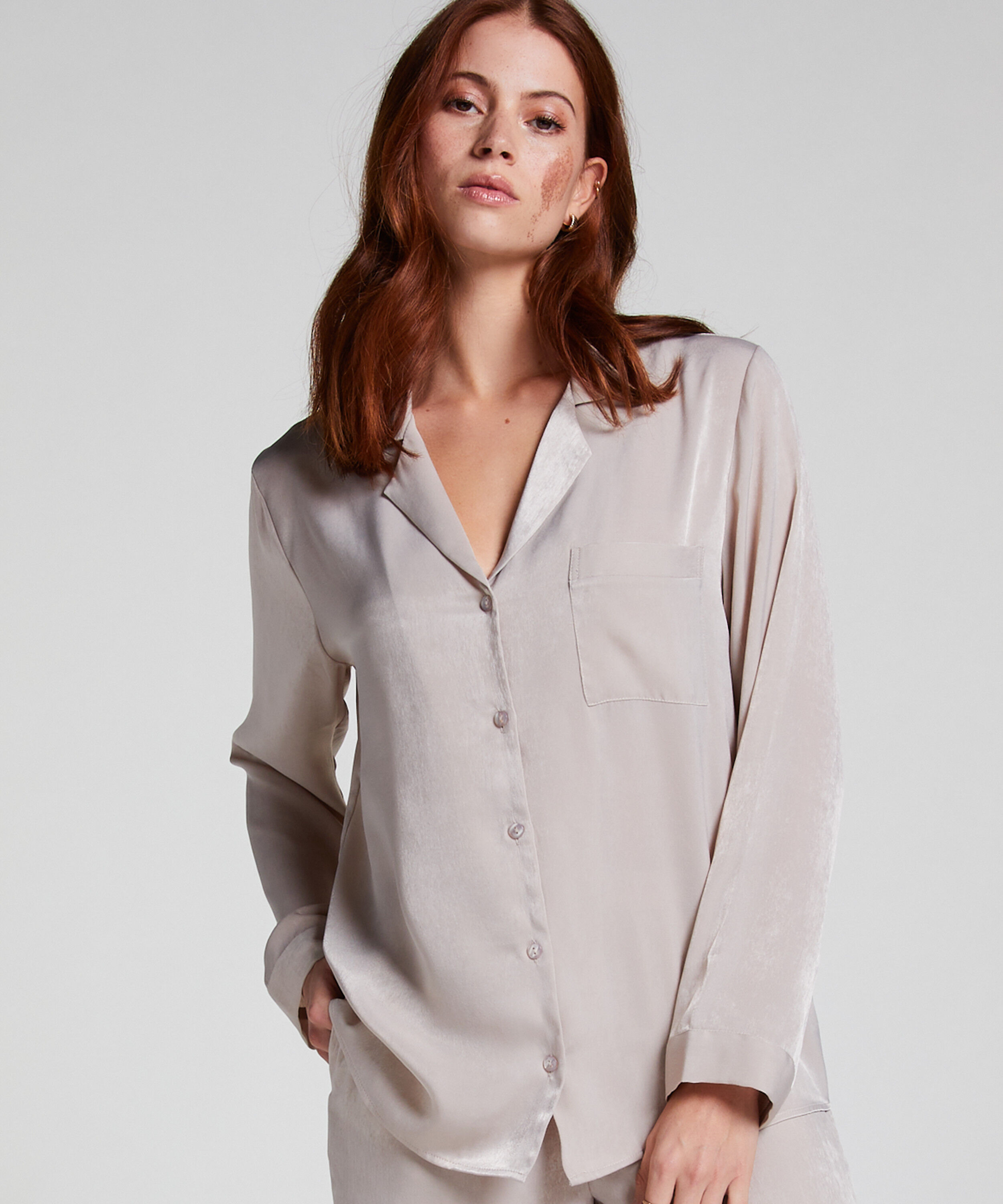 Jacket lange mouwen Satijn, Beige