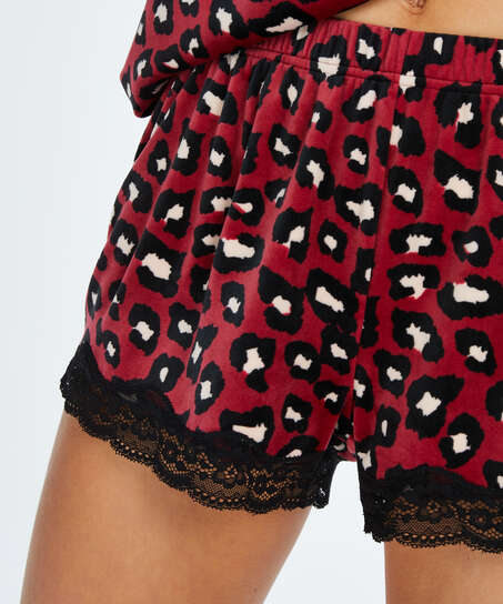 Shorts Velours Lace, Rood
