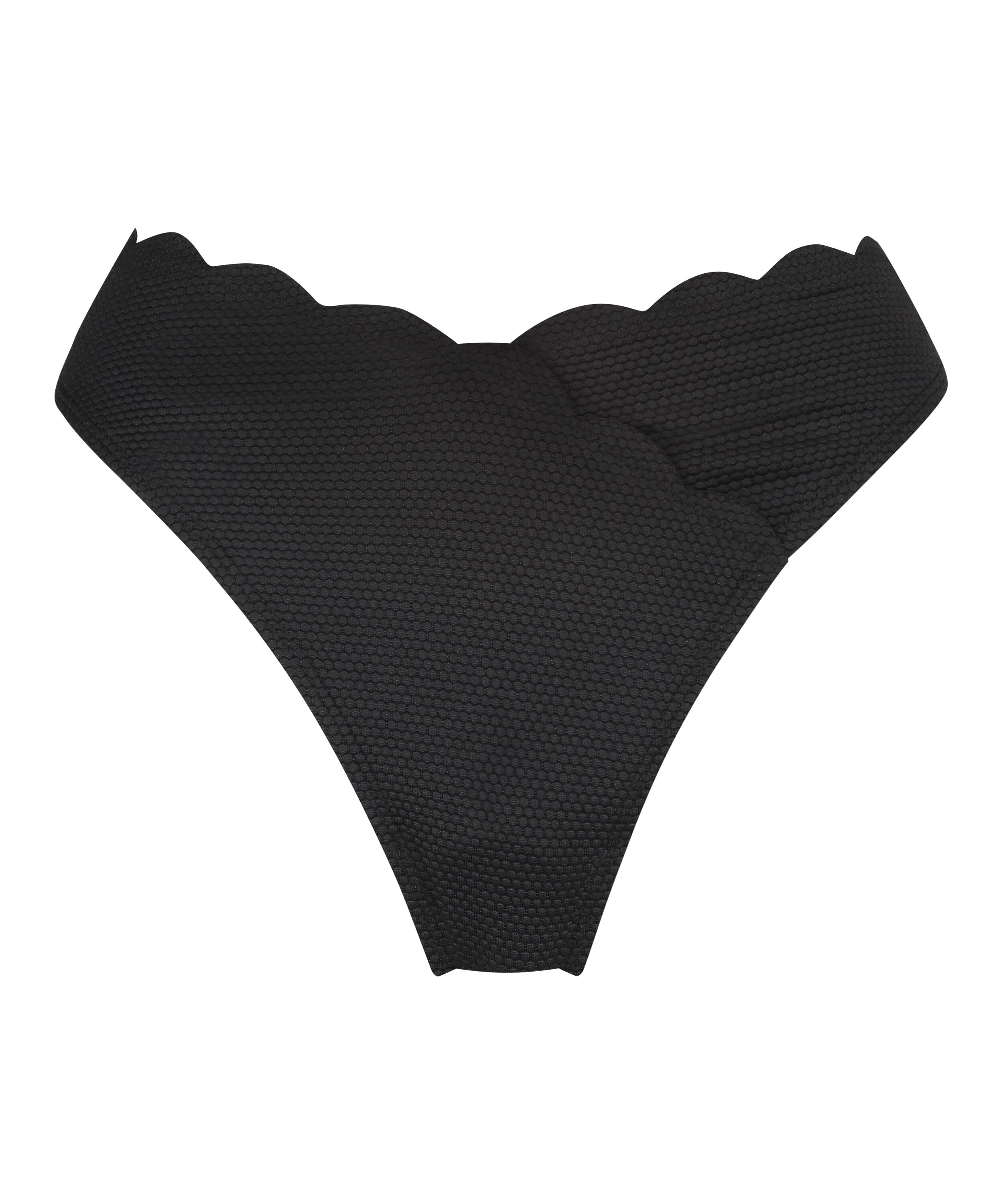 Hoog uitgesneden Bikinibroekje Scallop, Zwart Hoog uitgesneden Bikinibroekje Scallop, Zwart