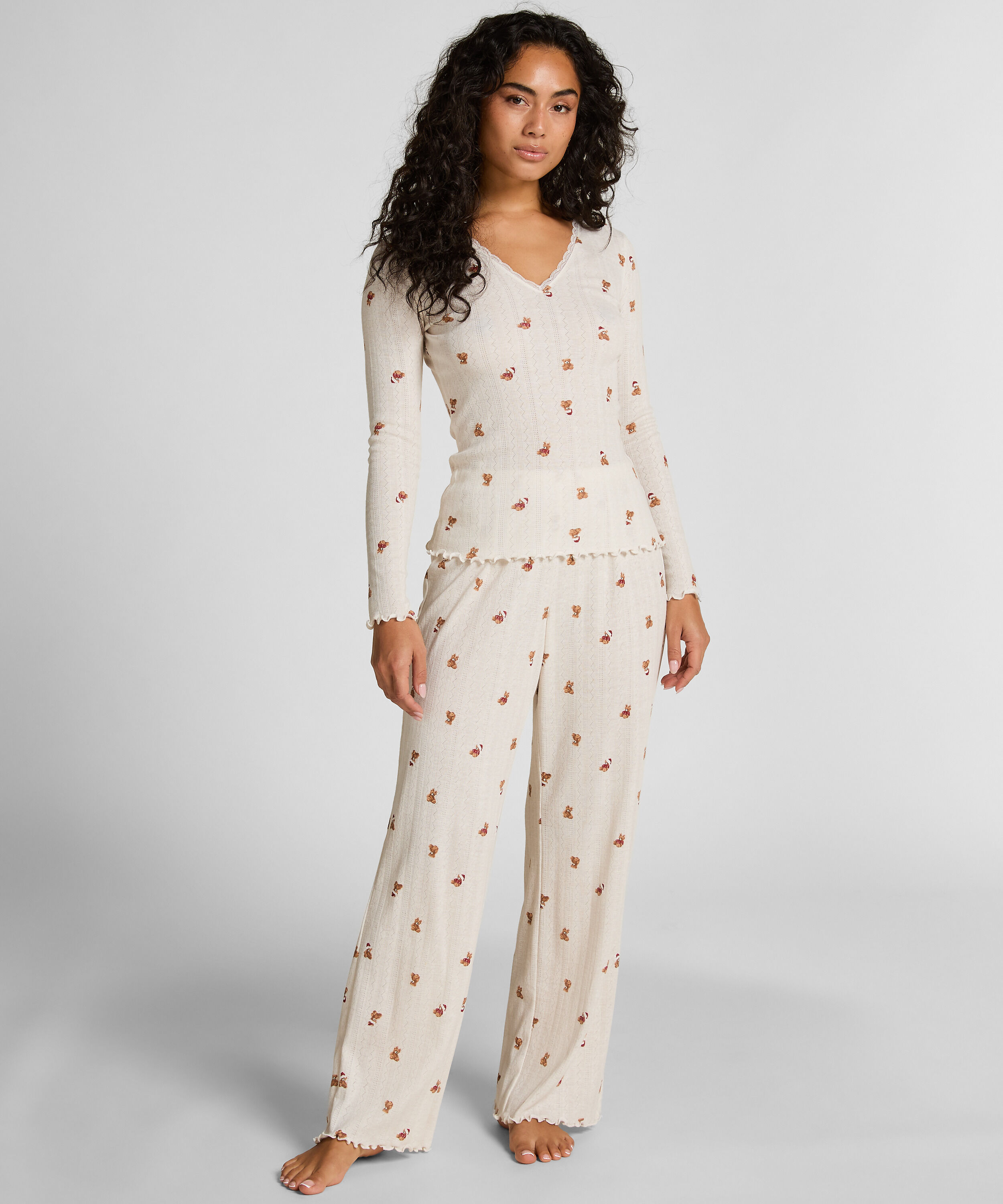 Pointelle Pyjama Set, Wit Pointelle Pyjama Set, Wit