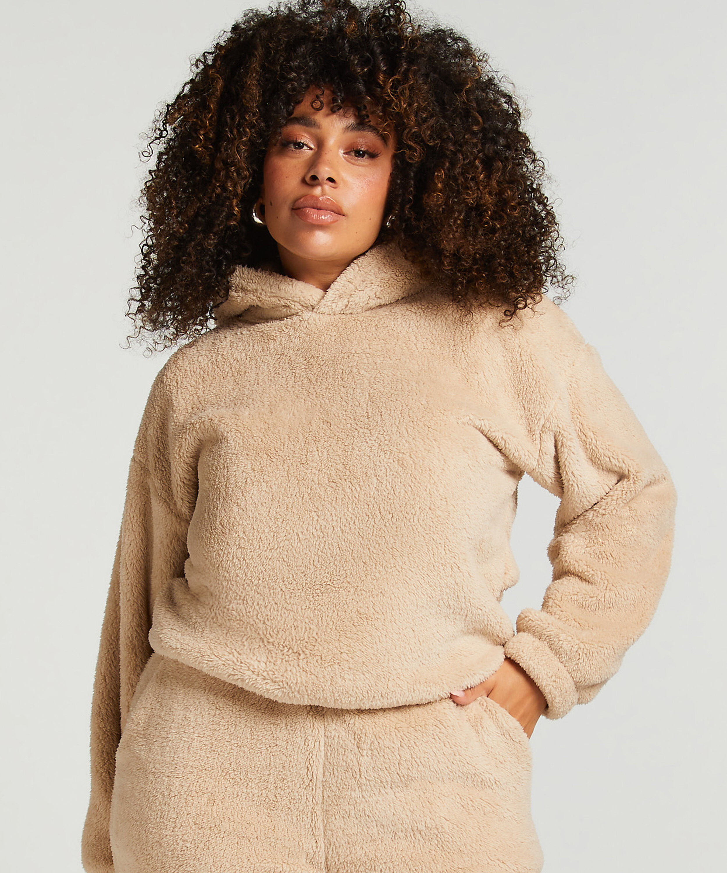 Hoodie Fleece Snuggle, Beige