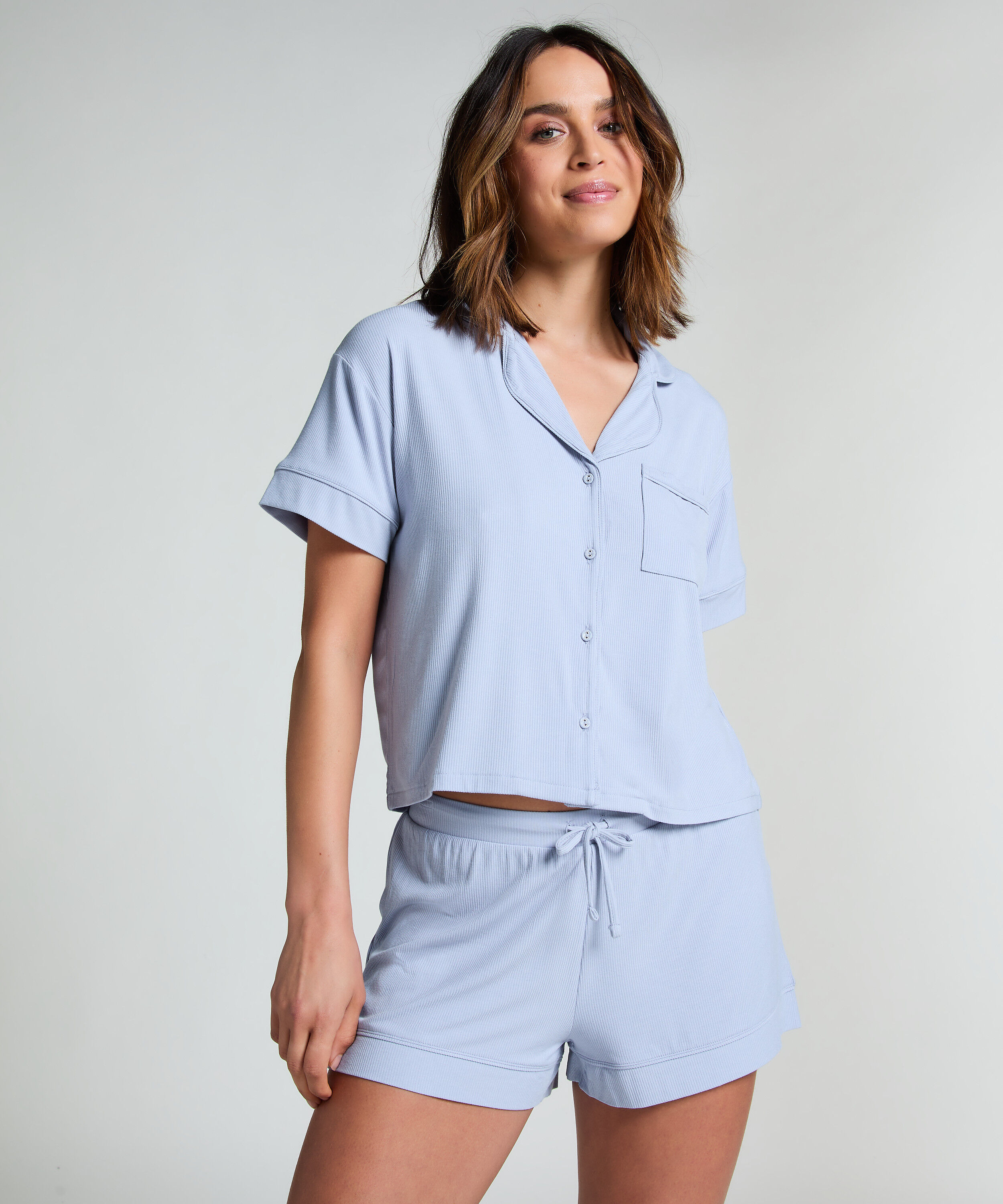 Short Jersey Rib Essential, Blauw