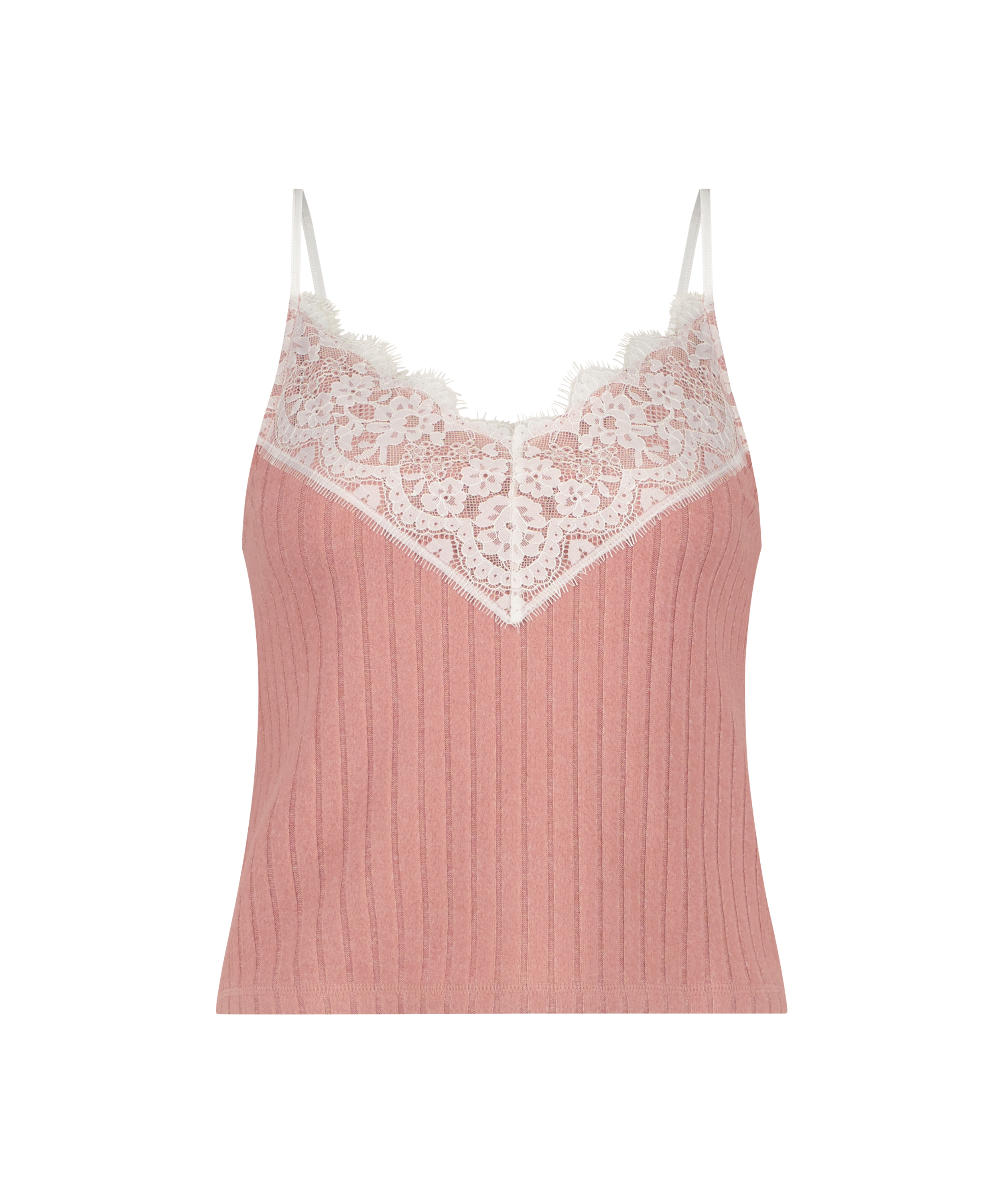 Cami top Brushed Rib Lace, Roze, main