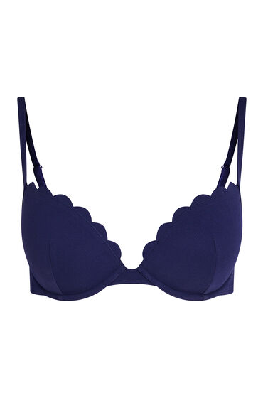 Hunkemöller Voorgevormde push-up beugel bikinitop Scallop Cup A - E Blauw