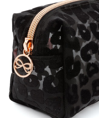 Make up tas mesh leopard, Zwart