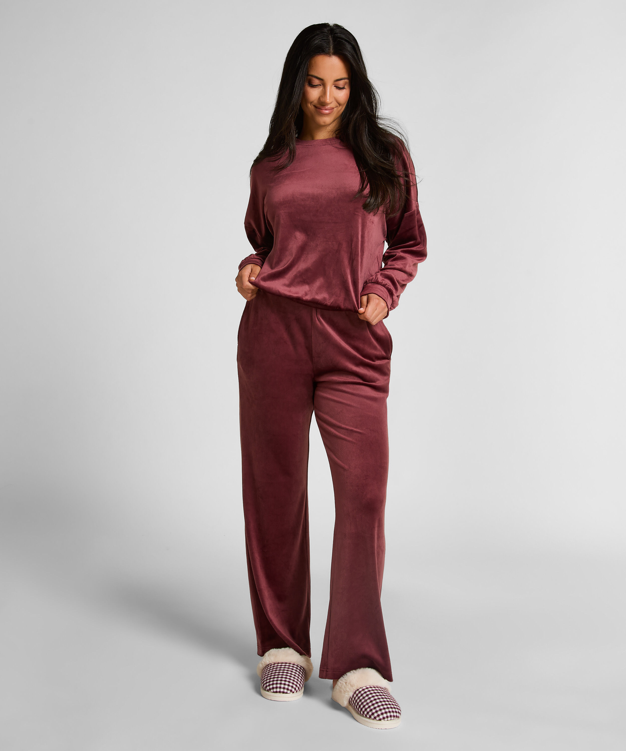 Velours pyjamabroek, Rood