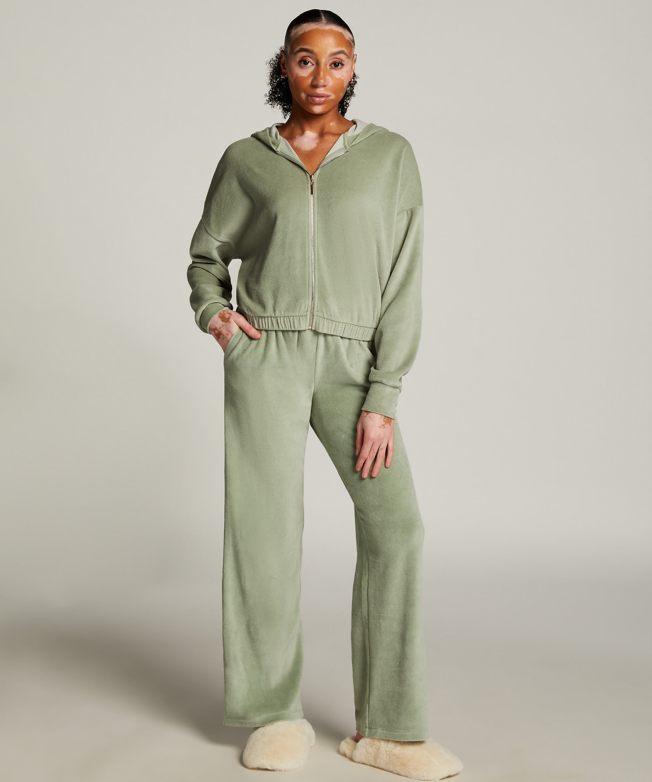 Velours pyjamabroek, Groen Velours pyjamabroek, Groen
