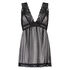 Slipdress Mesh Lace, Zwart