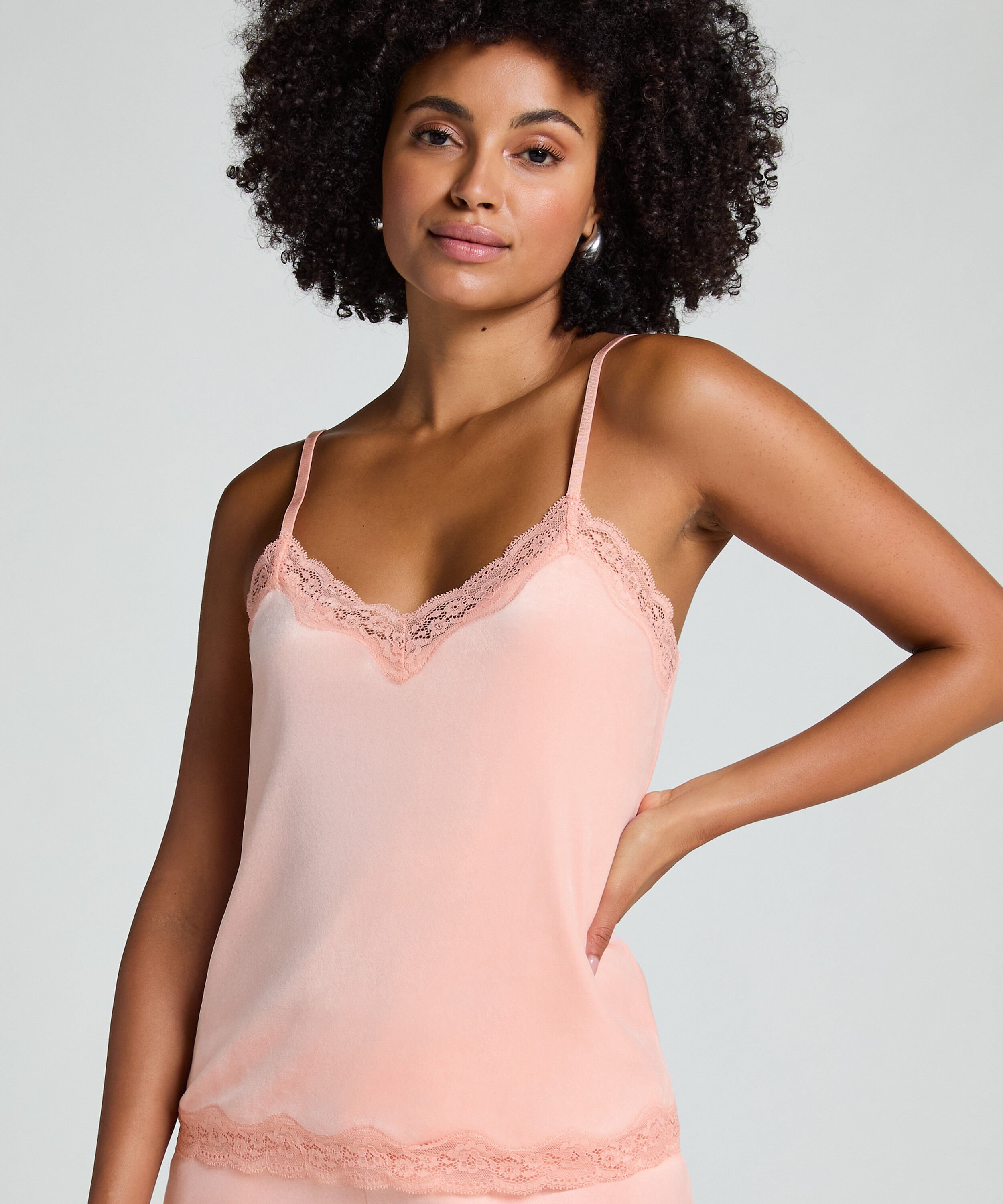 Cami top Velours Lace, Roze Cami top Velours Lace, Roze