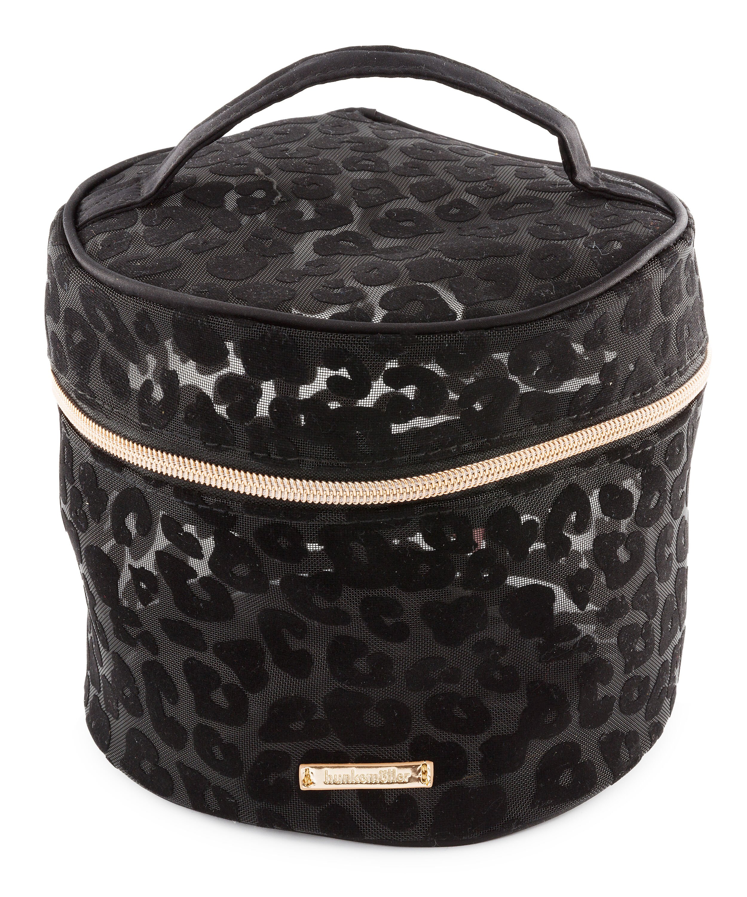 Make up tas mesh leopard groot, Zwart