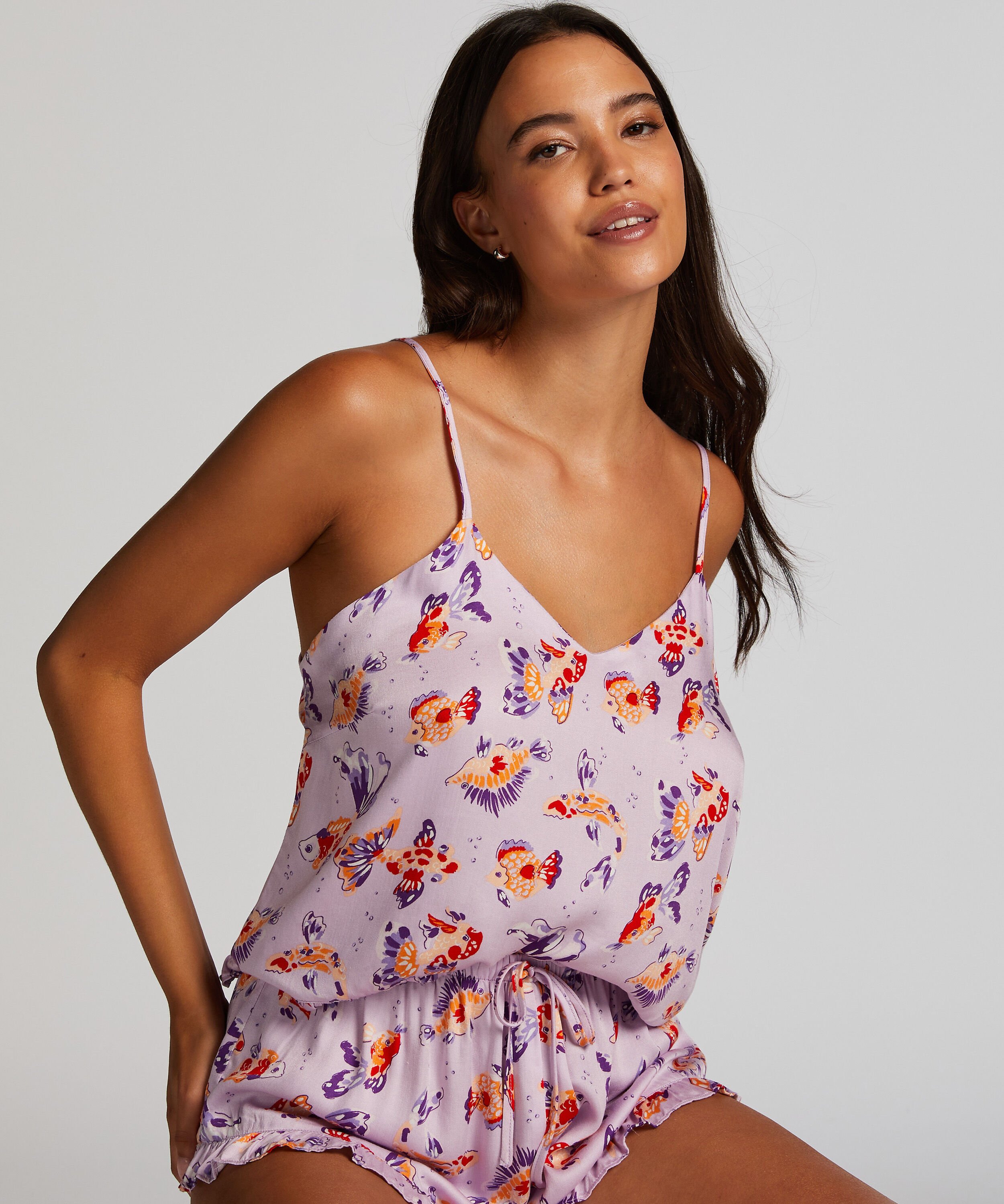 Pyjama short Satin, Paars