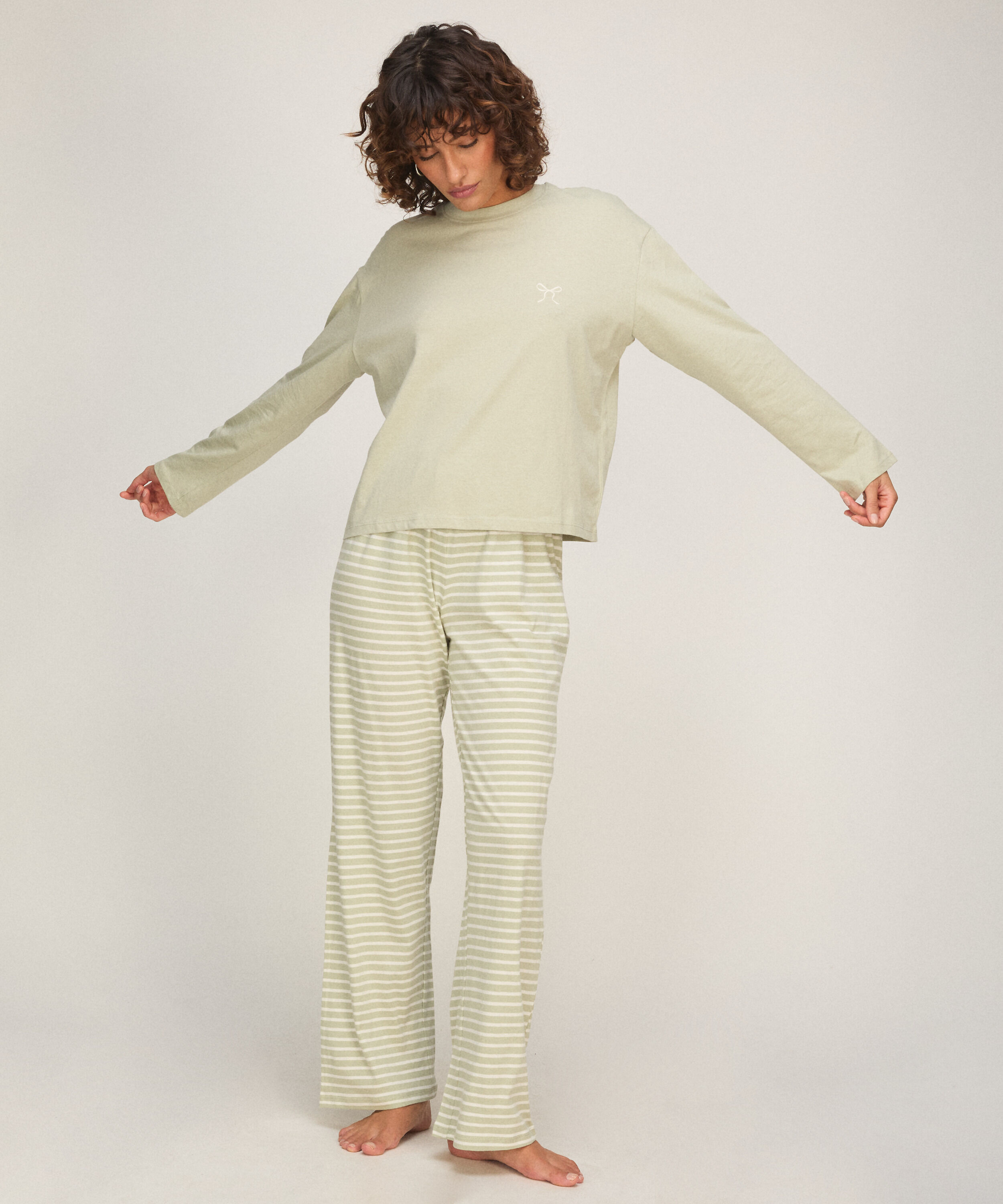 Pyjamaset van katoenen jersey, Groen Pyjamaset van katoenen jersey, Groen