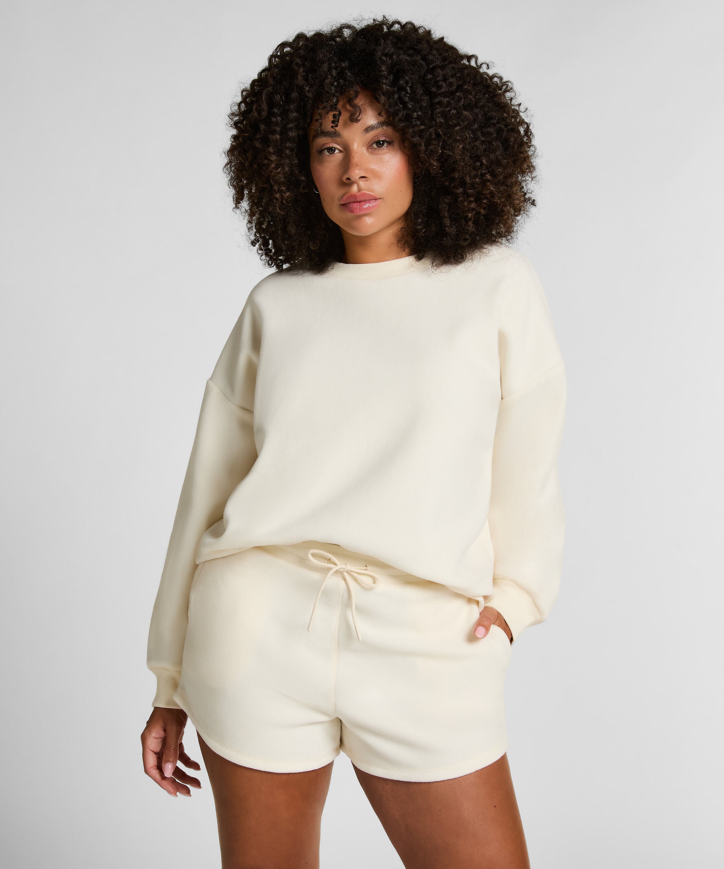 Sportieve fleece short, Wit Sportieve fleece short, Wit