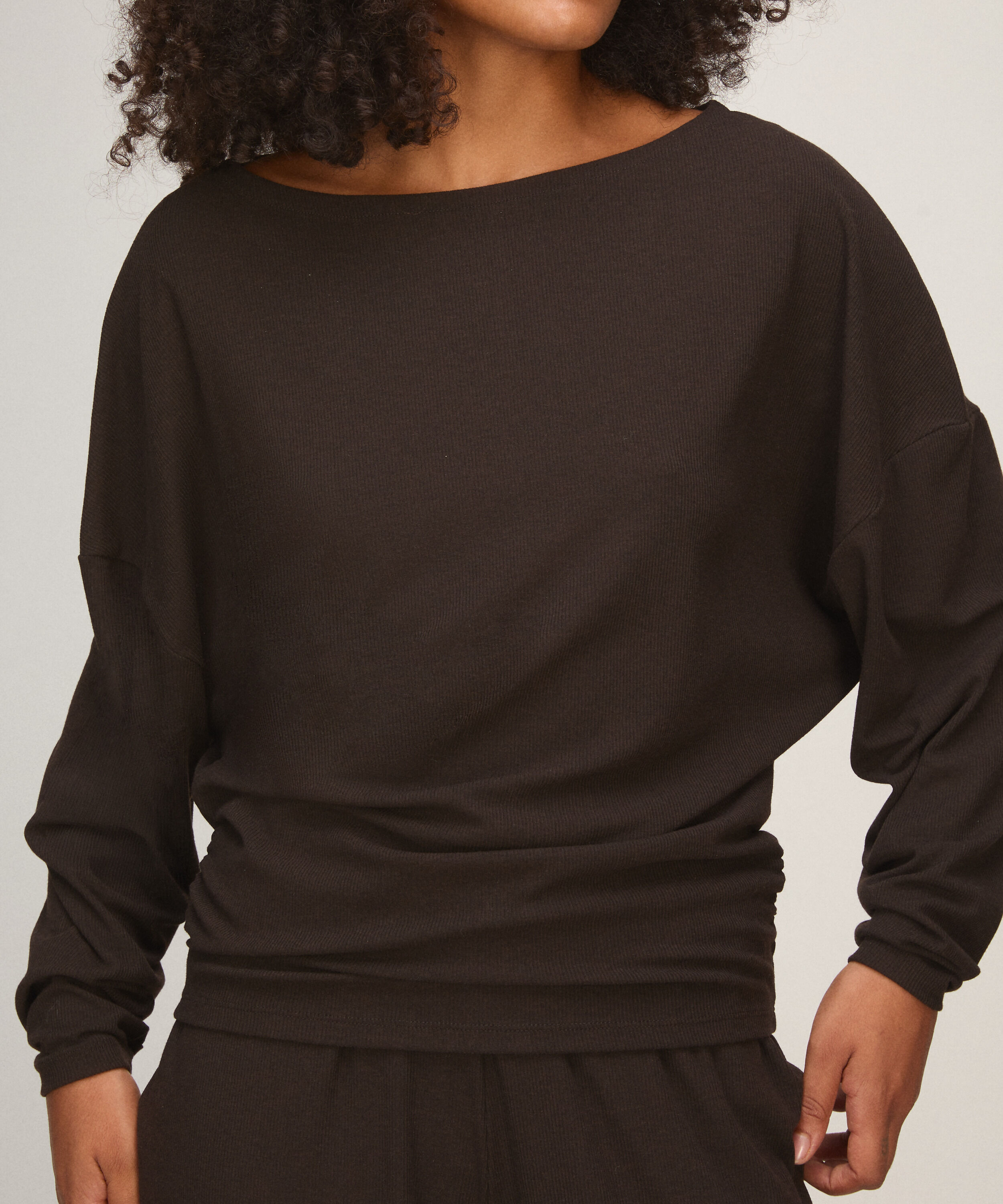 Top met Lange Mouwen Premium Rib Batwing