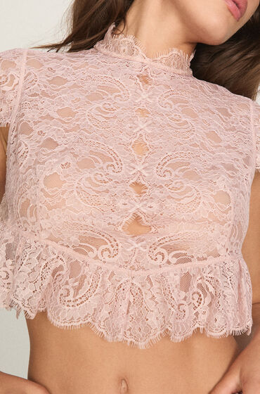 Hunkemöller Top Allover Lace Legacy Roze