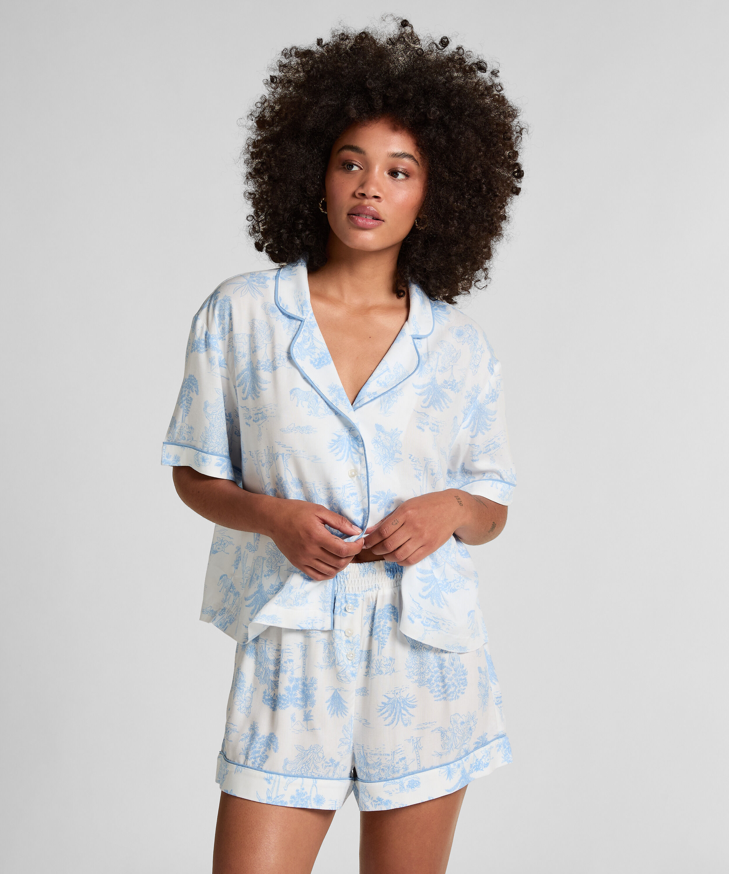 Geweven short, Blauw Geweven short, Blauw