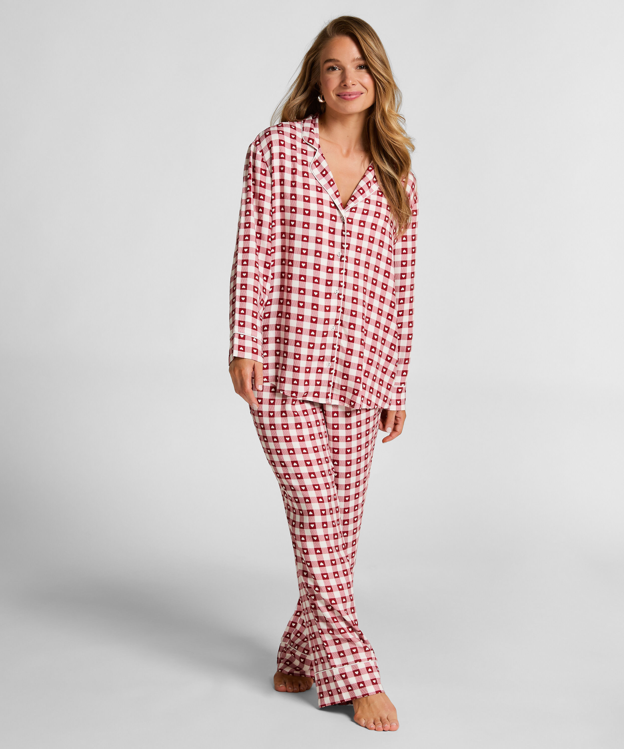 Pyjamaset van keperstof, Rood Pyjamaset van keperstof, Rood